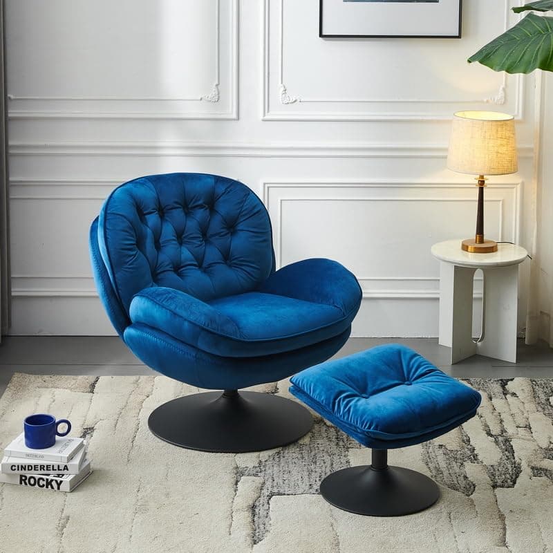 i-POOK Modern Swivel Accent Chair with Ottoman Set, Green