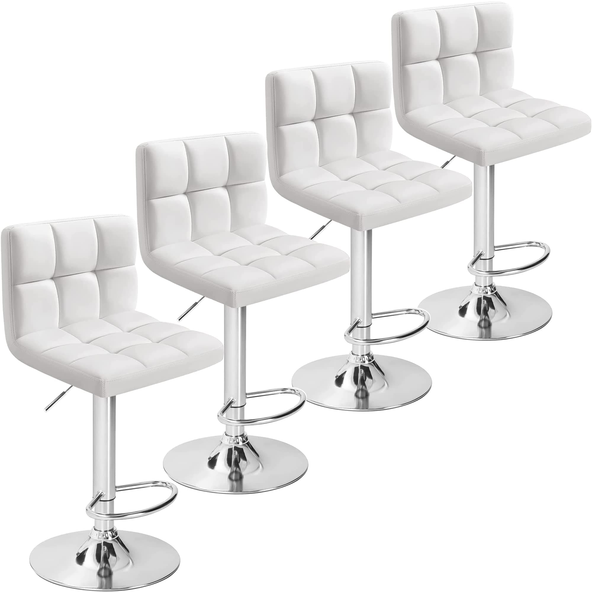 Furmax White Modern Pu Swivel Bar Stool Set of 4 (4pcs)
