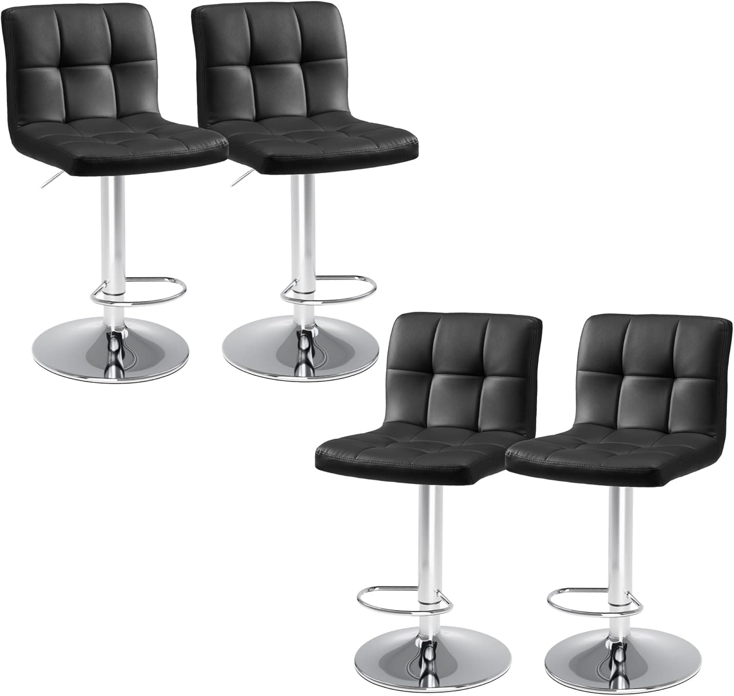 4 Pack PU Leather Swivel Bar Stools, Kitchen Counter Height, Armless Hydraulic Backrest