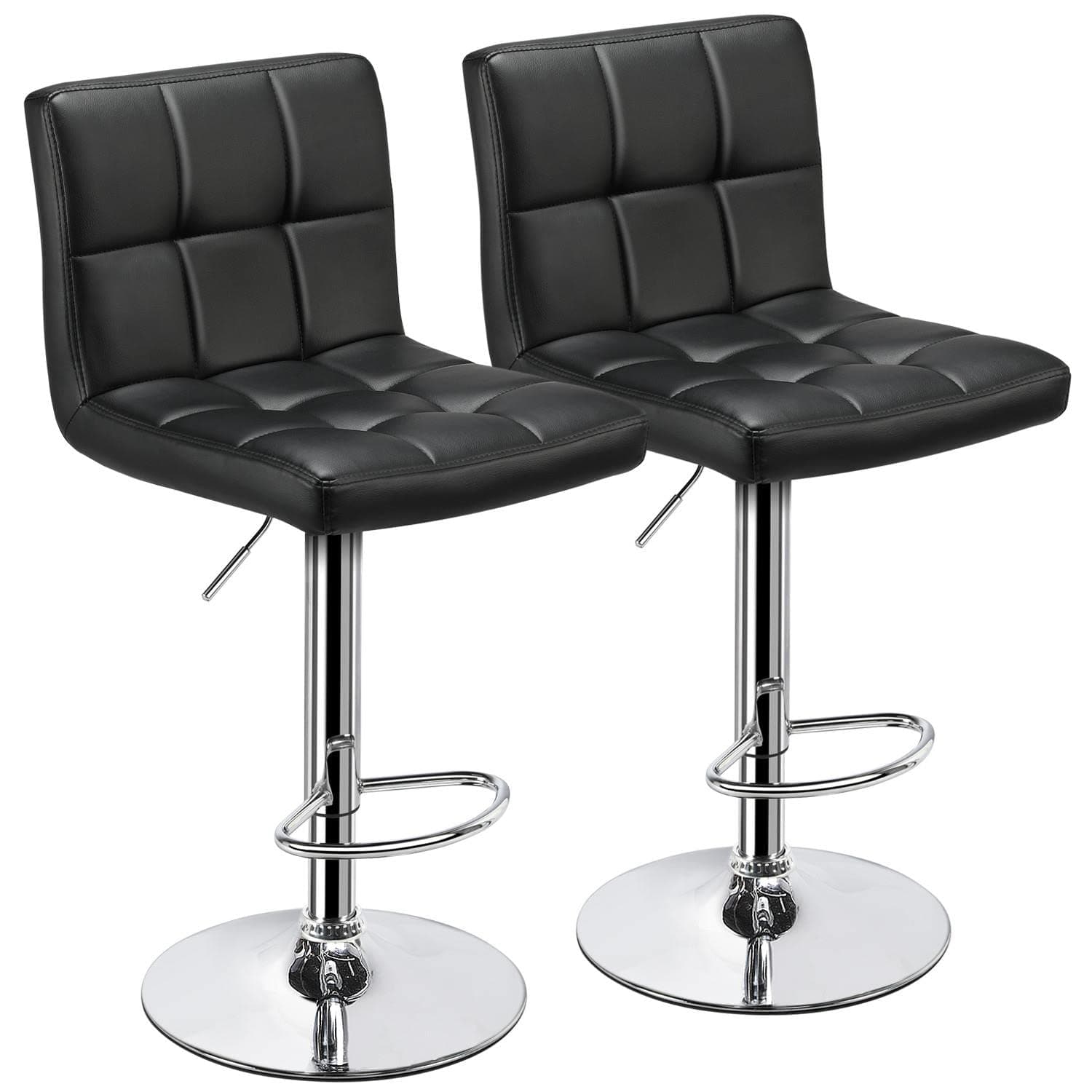 Set of 2 Modern Adjustable Bar Stools with Backrest and Footrest