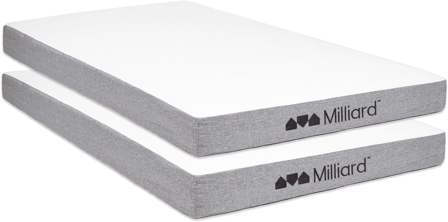 Milliard 5" Twin Mattress for Daybed or Foldable Bed - Washable Cover - (2 Pack)