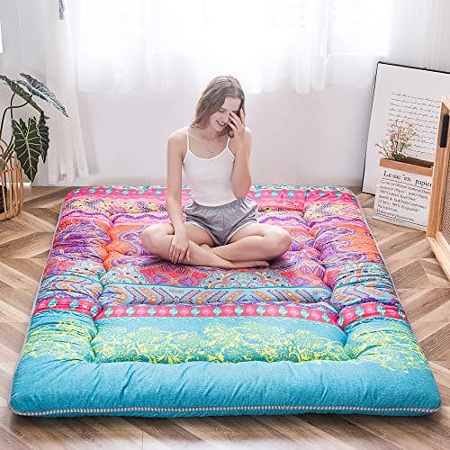 MAXYOYO Boho Floral Japanese Futon Mattress Full Size Folding Camping Sleeping Pad