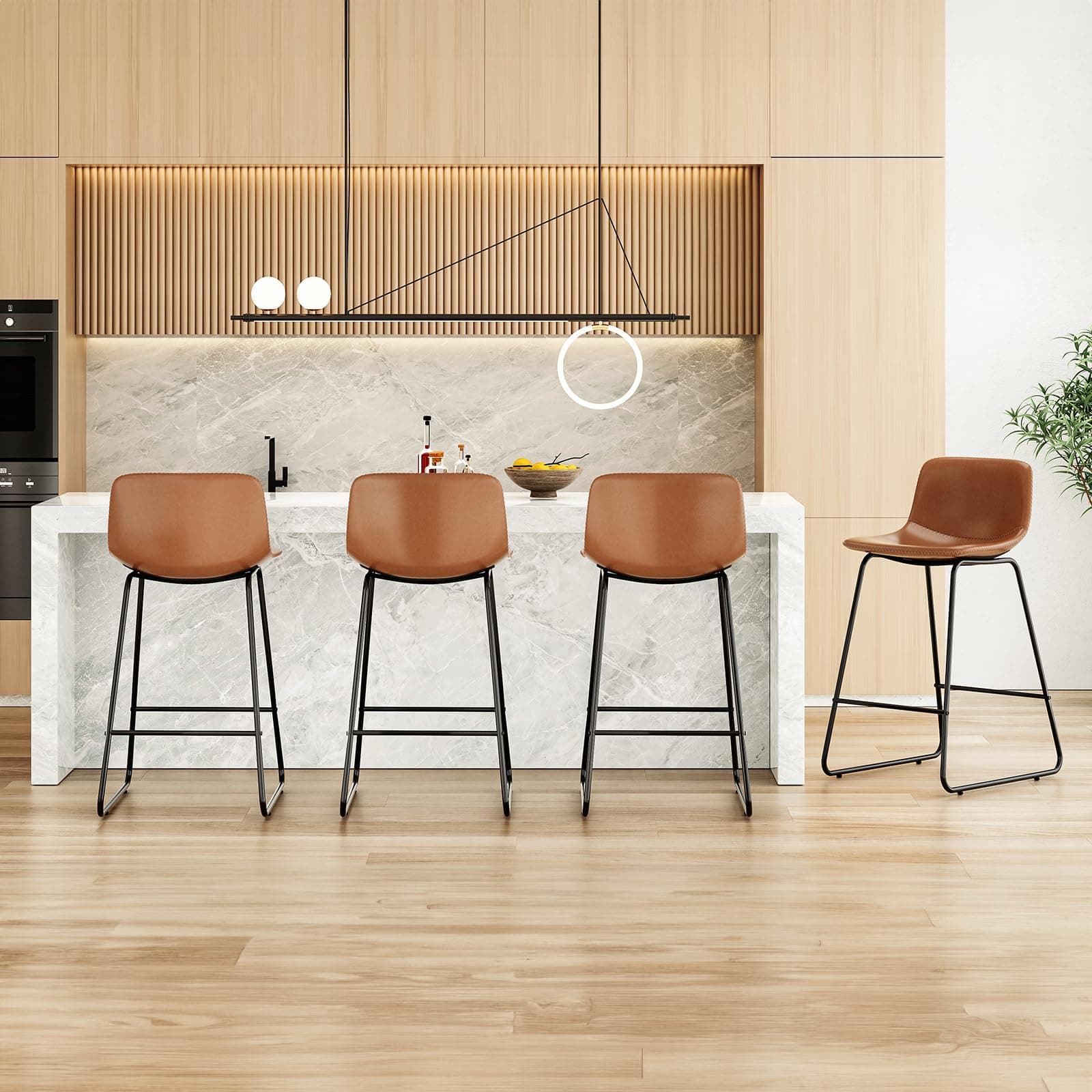 Set of 4 Soohow Counter Height Bar Stools with Back Support
