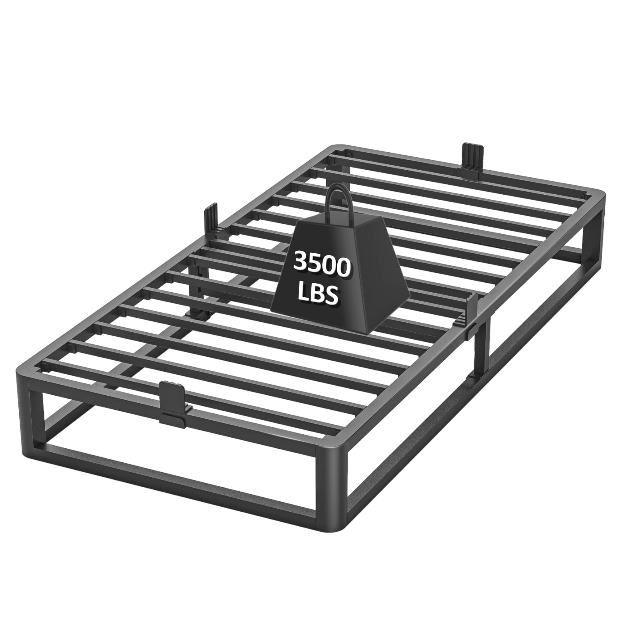 6 Inch Round Corner Twin Bed Frame - Low Profile Steel Slat Support