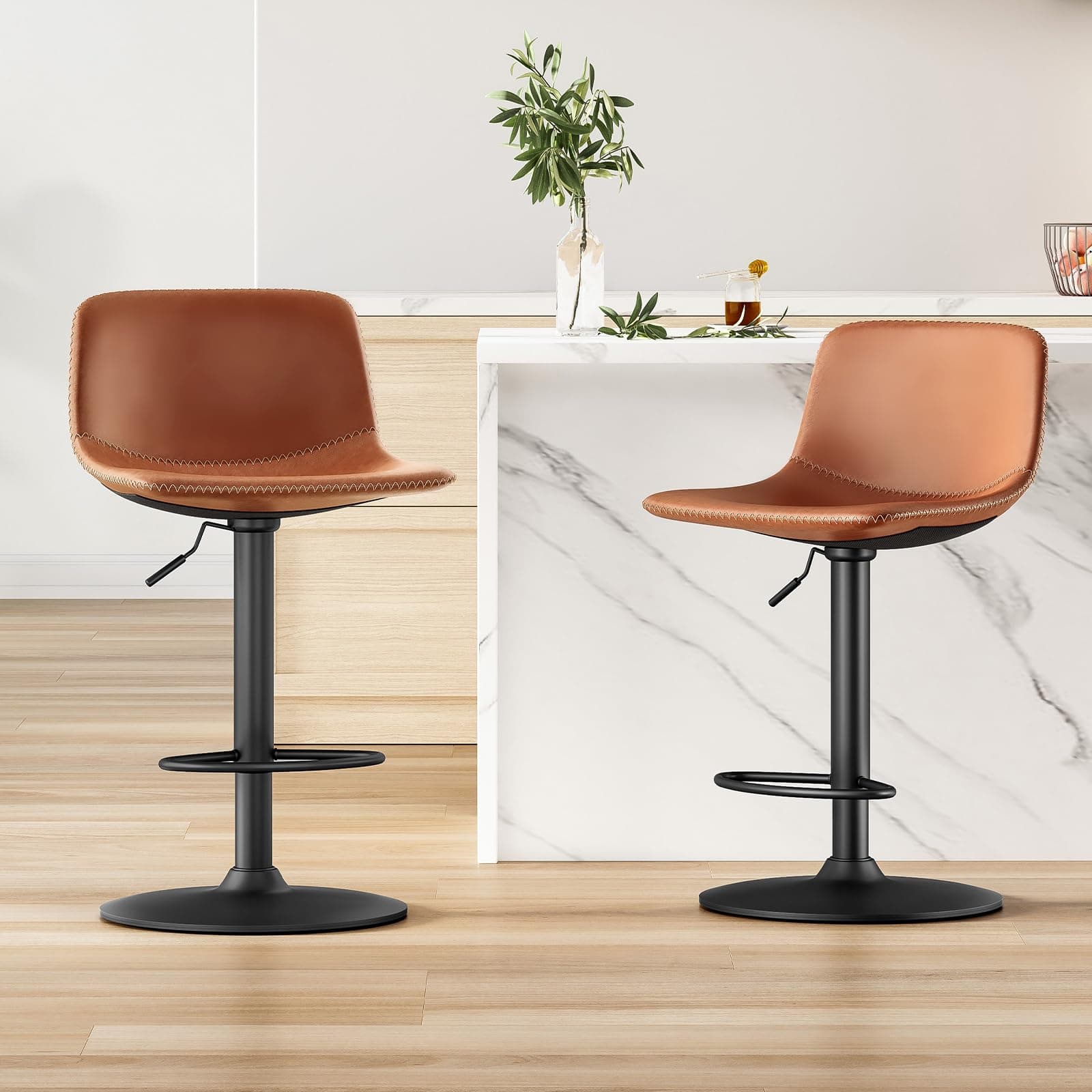 Mid Century Modern Swivel Bar Stools Set of 2 for Kitchen Island