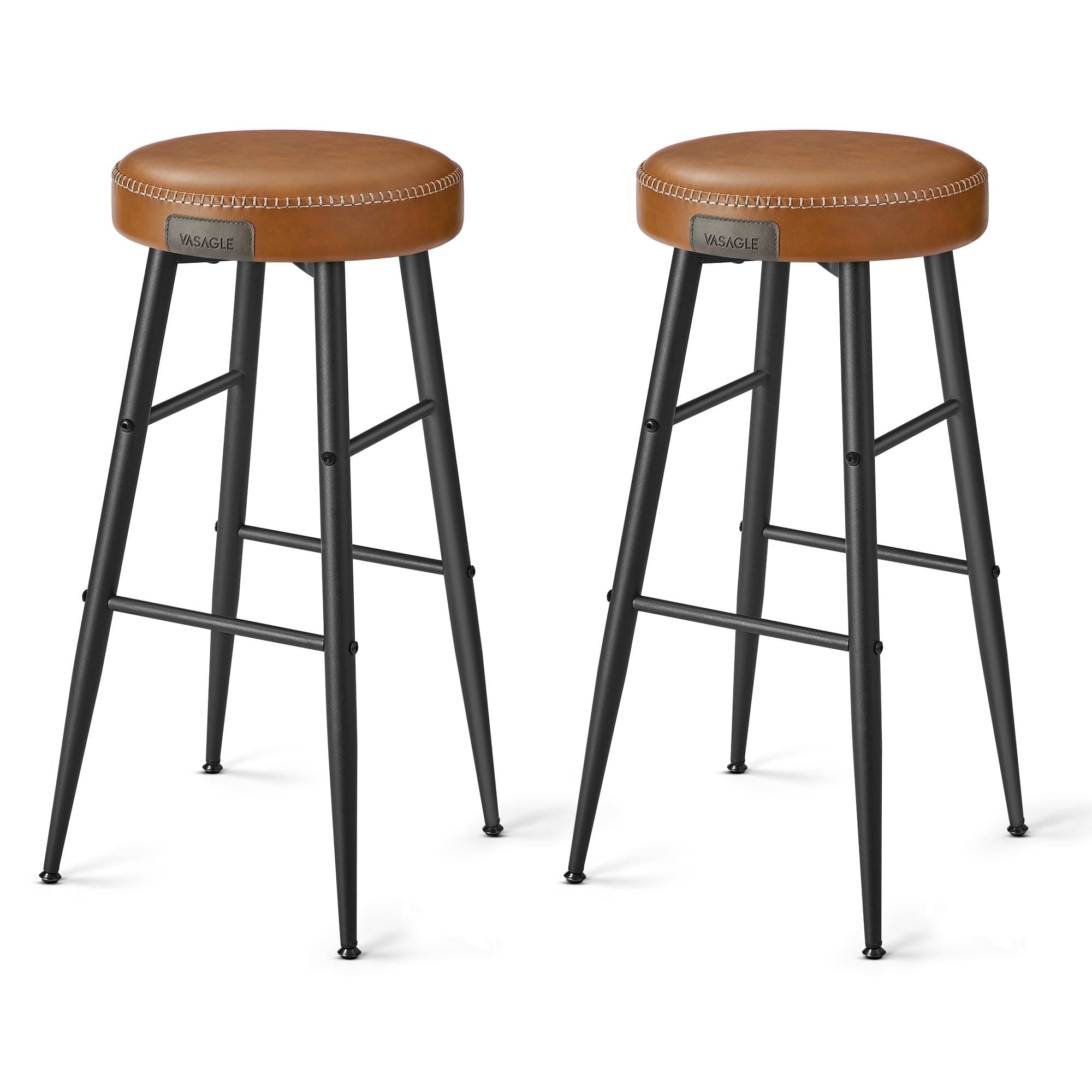 VASAGLE EKHO Collection Bar Stools Set of 2, Mid-Century Modern Caramel Brown