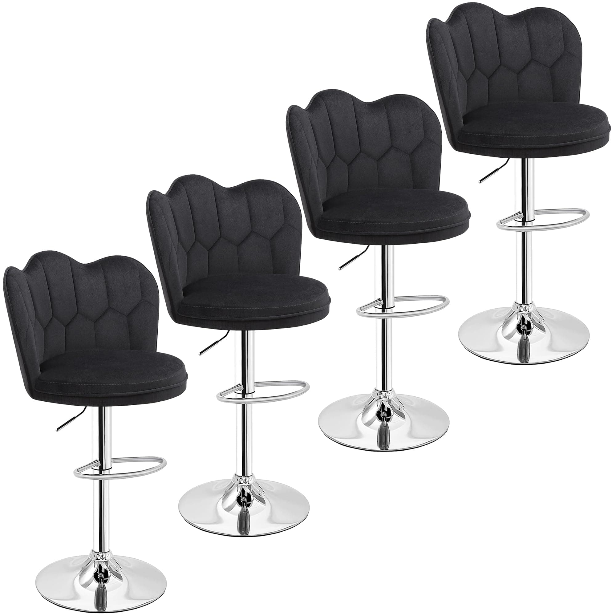 4 Pack VECELO Black Bar Stools, Adjustable Back Swivel Kitchen Stools