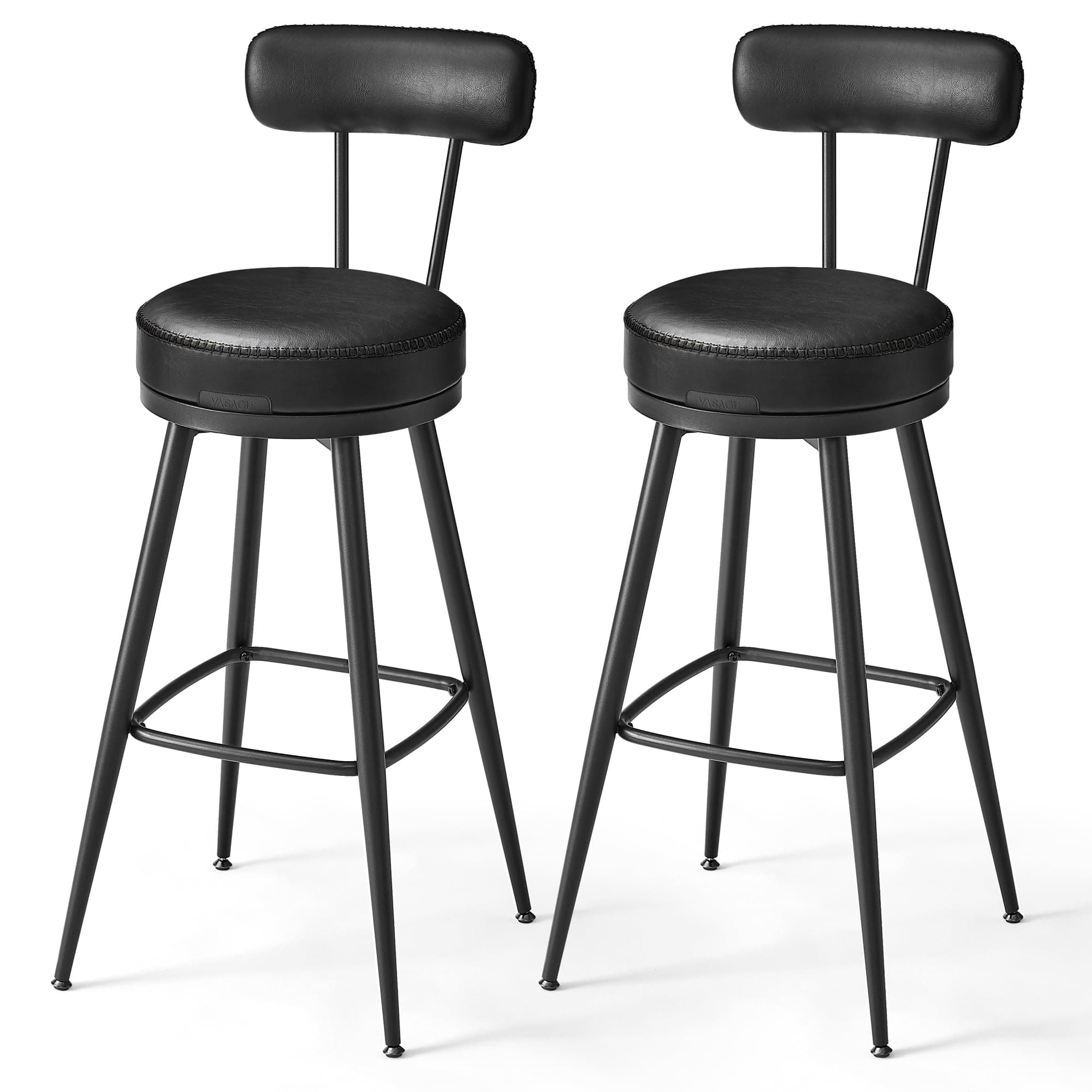 VASAGLE EKHO Collection Bar Stools Set of 2, Mid-Century Modern 30-Inch Tall, Ink Black