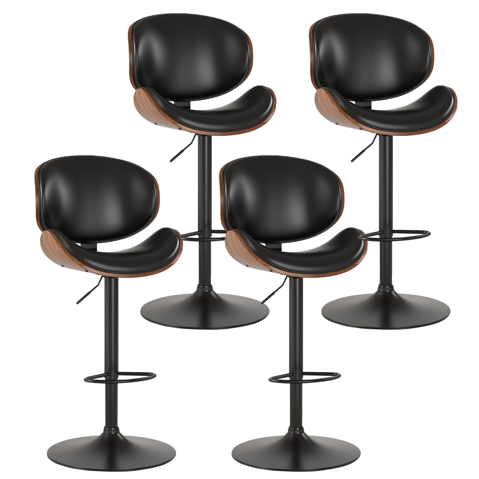KCC Black PU Leather Bar Stool Set of 4