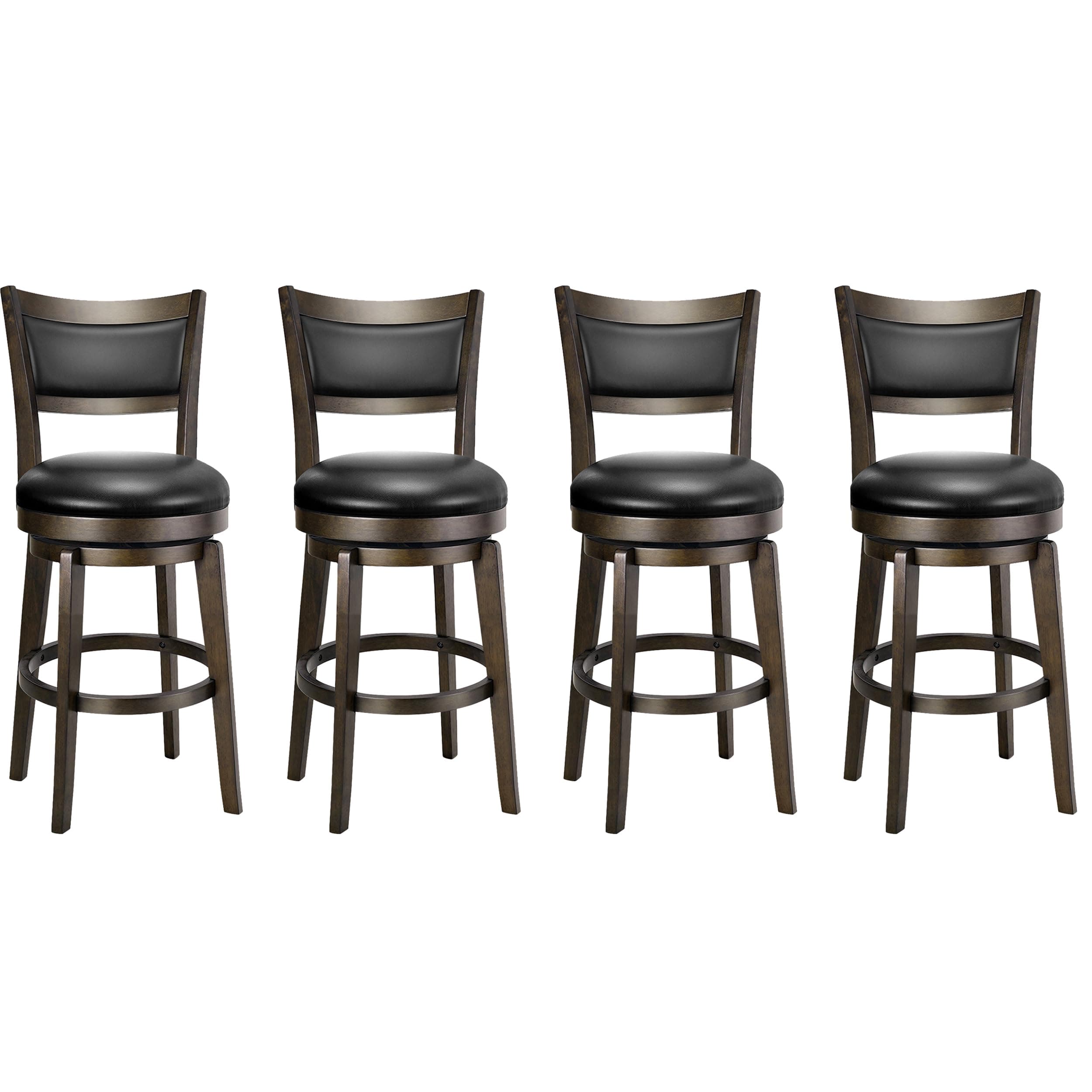 Set of 4 Black Swivel Bar Stools for Kitchen Island or Pub