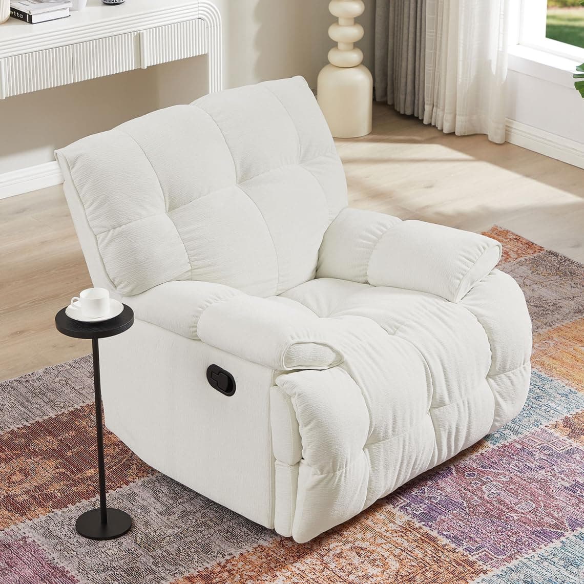 i-POOK Oversized Swivel Recliner Chair with Footrest, Cream