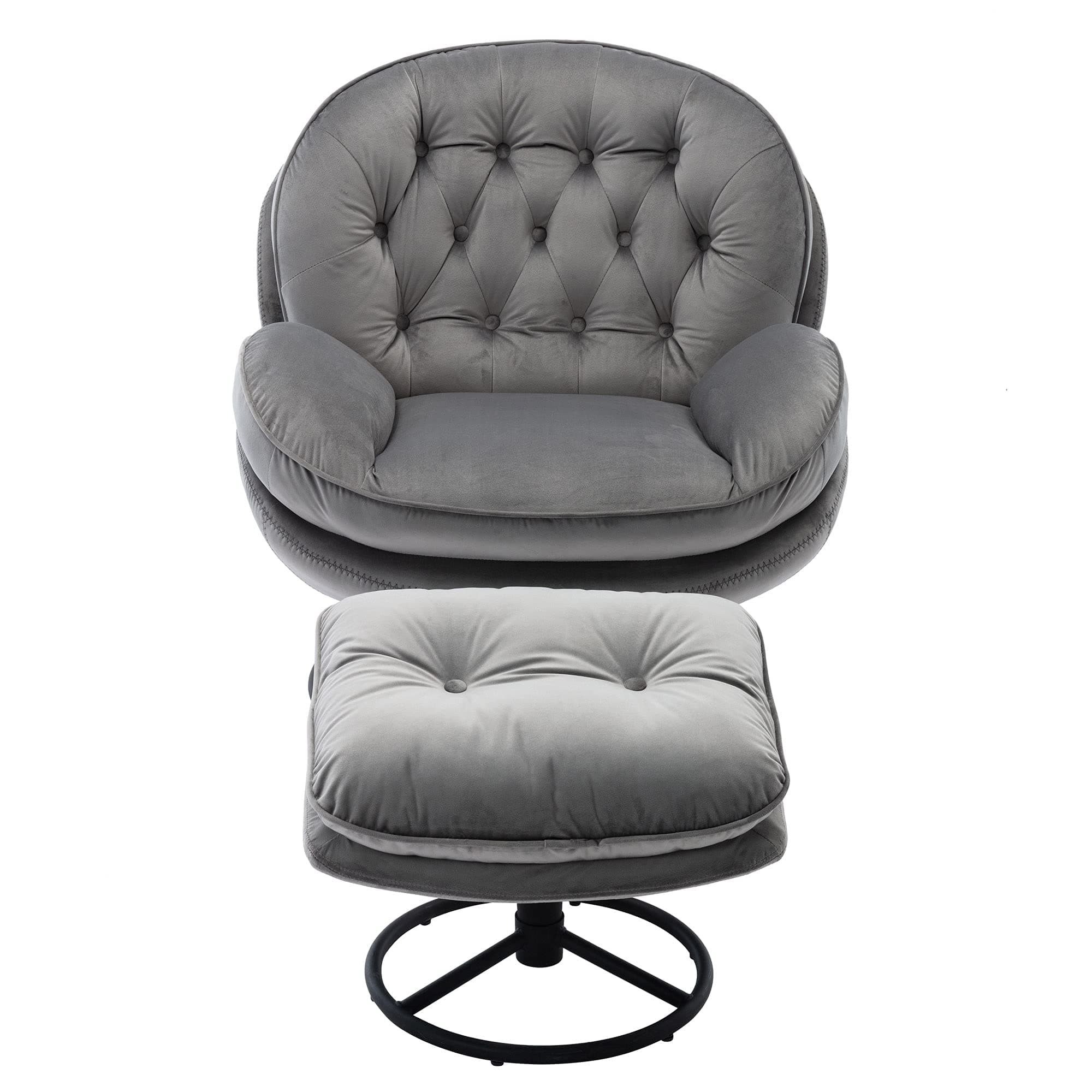 Modern Swivel Accent Chair with Ottoman for Living Room and Bedroom
