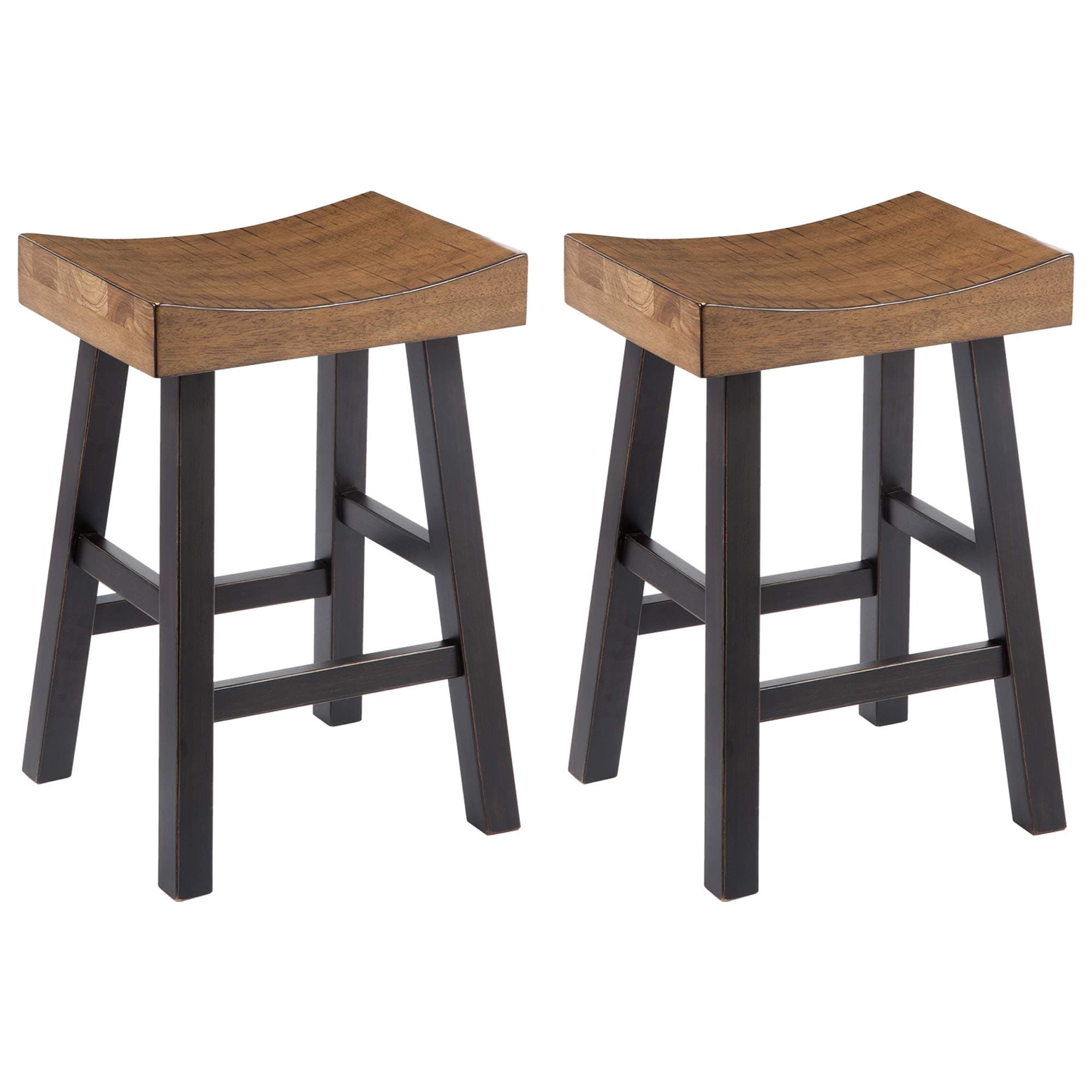 Signature Design by Ashley Glosco Two-Tone Brown Saddle Barstool Set