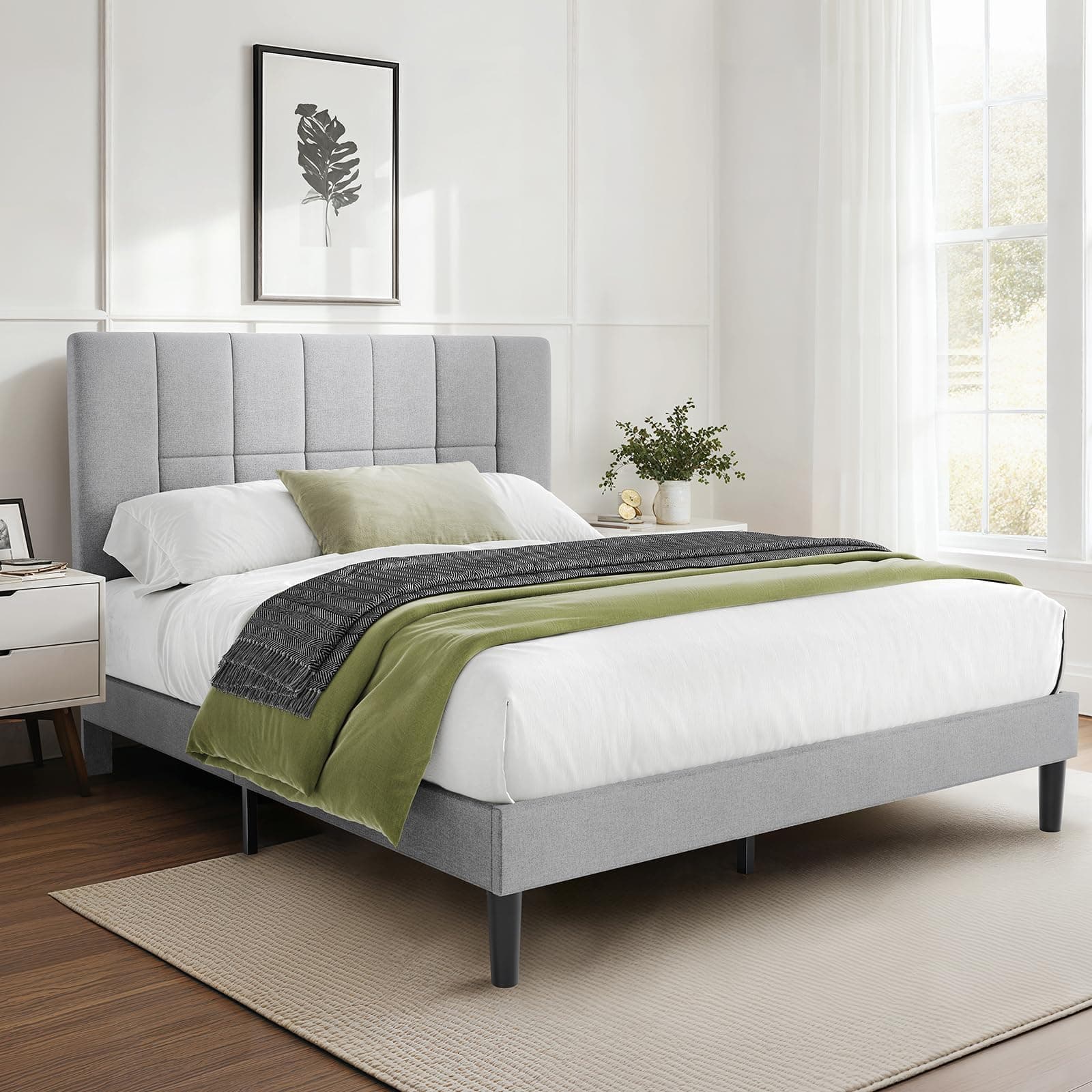 Marsail Queen Platform Bed, 1000 lbs Capacity, Storage, Easy Assembly