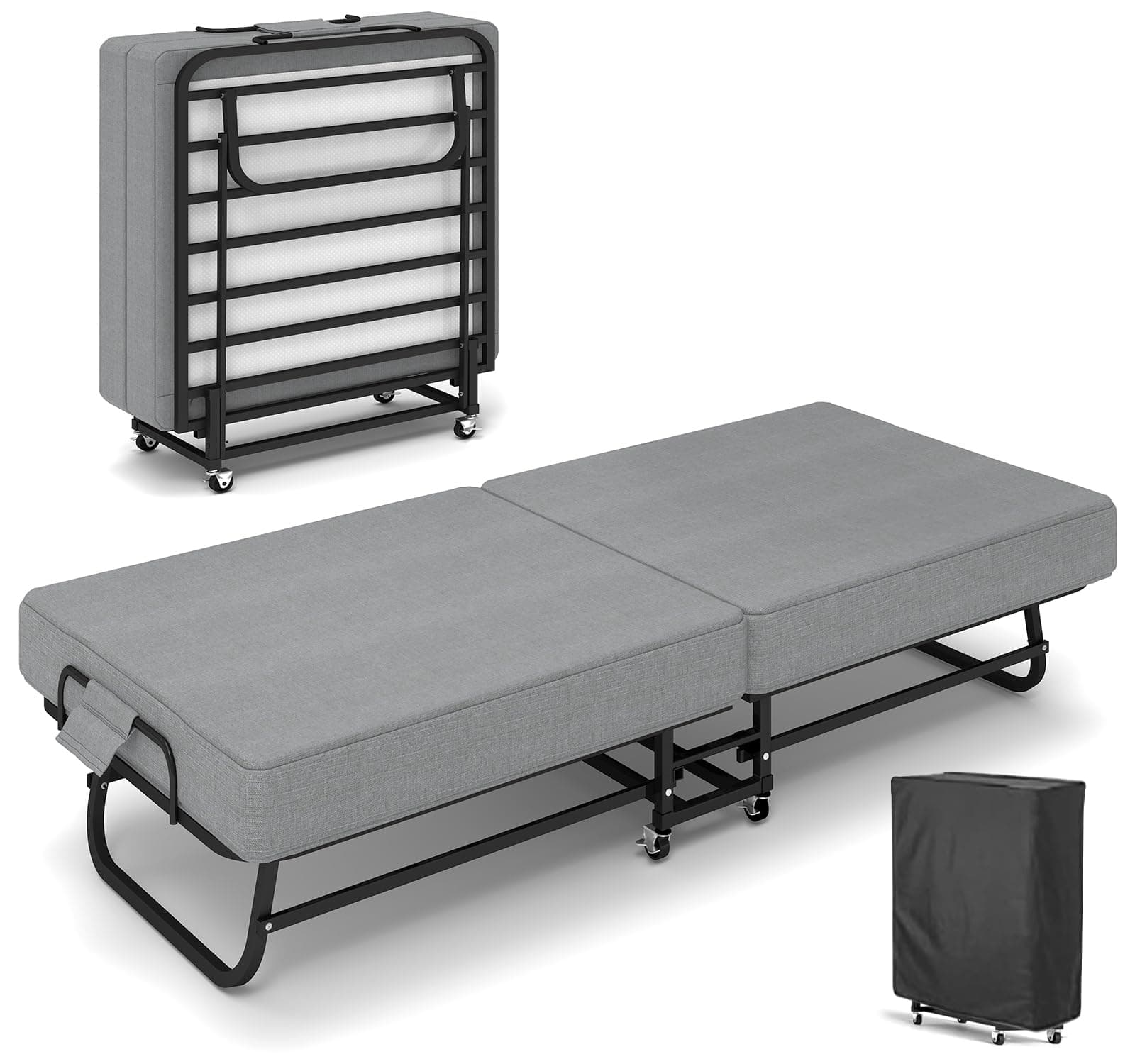 Sadenicel Portable Roll Away Bed with Memory Foam Mattress