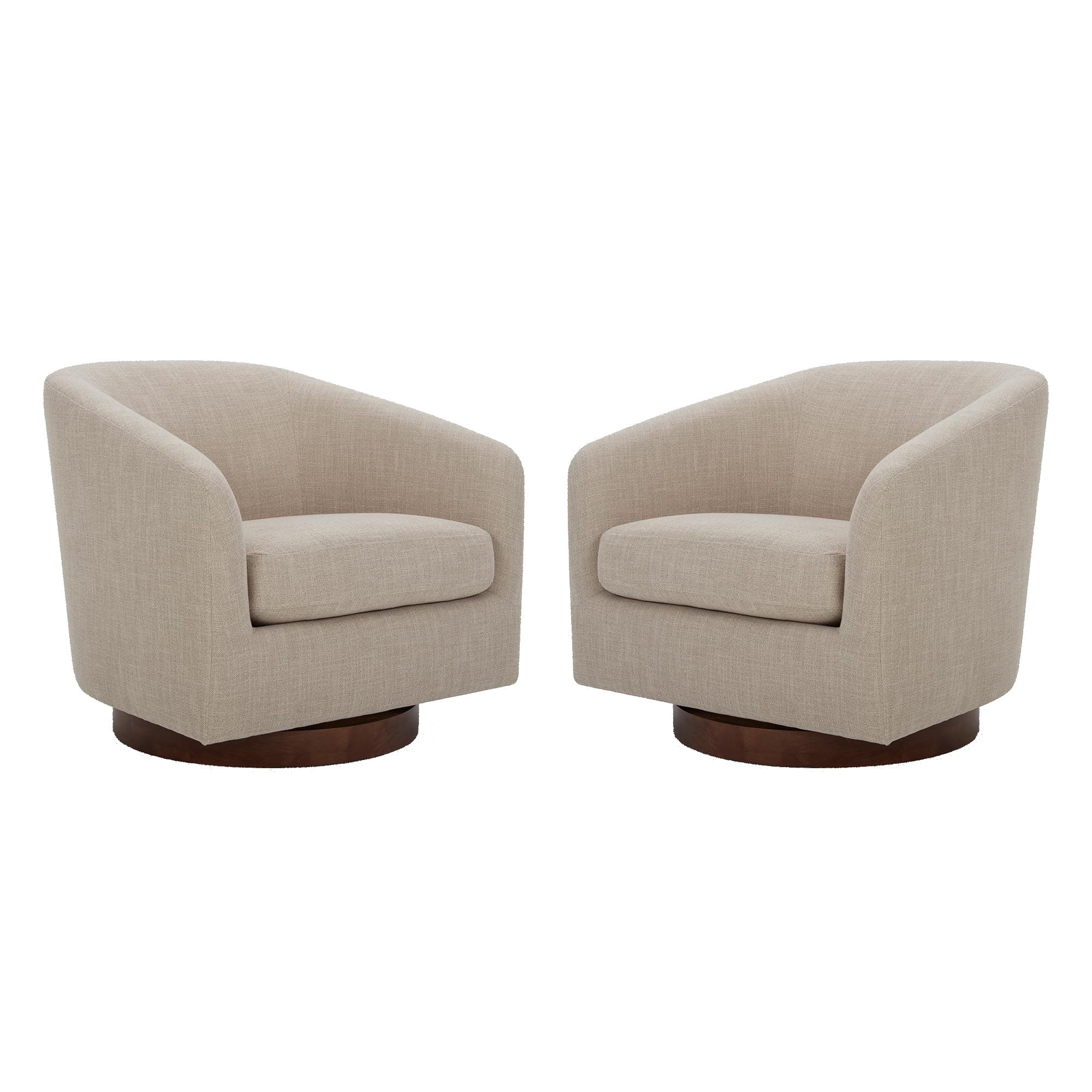 CHITA Flax Beige FSC Certified Swivel Chair, Living Room Set of 2Fully Assembled