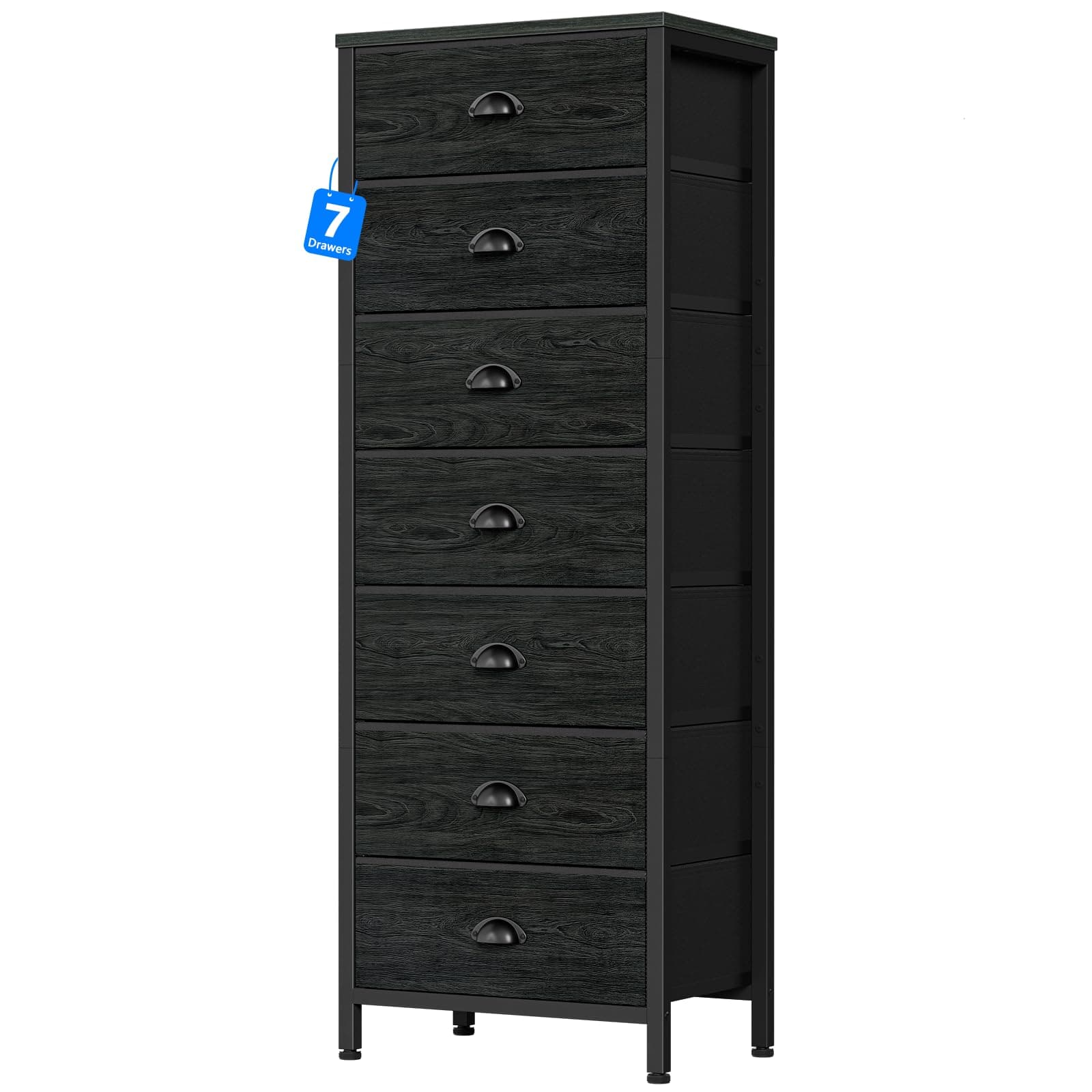 Furnulem Black Tall Dresser with 7 Fabric Bins for Closet Storage