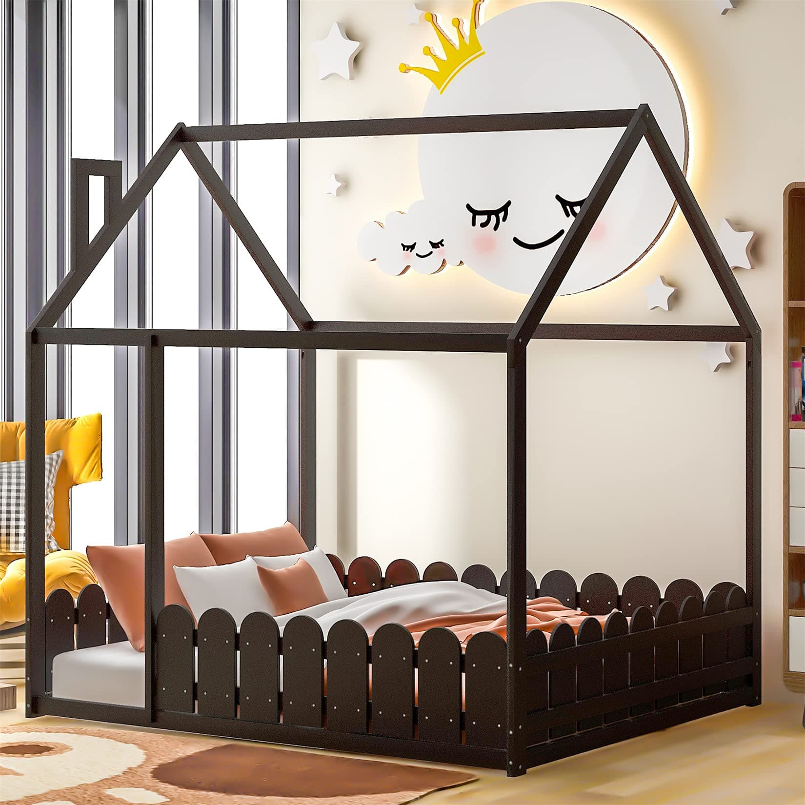 Wooden Cabin Bed for Kids and Adults - Espresso Color