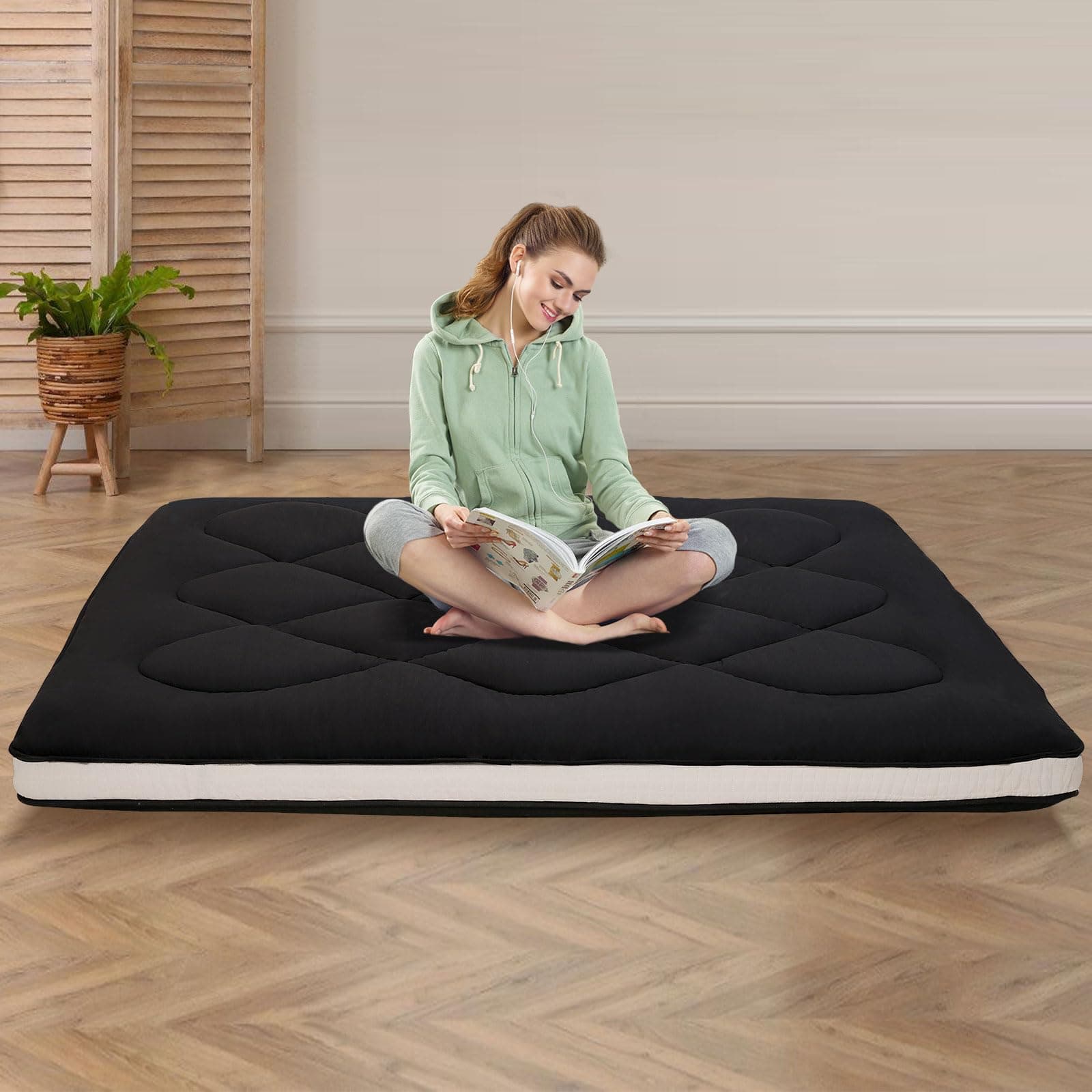 Japanese Futon Mattress Twin Size 39x 80, Foldable Tatami Mat Portable Sleeping Pad
