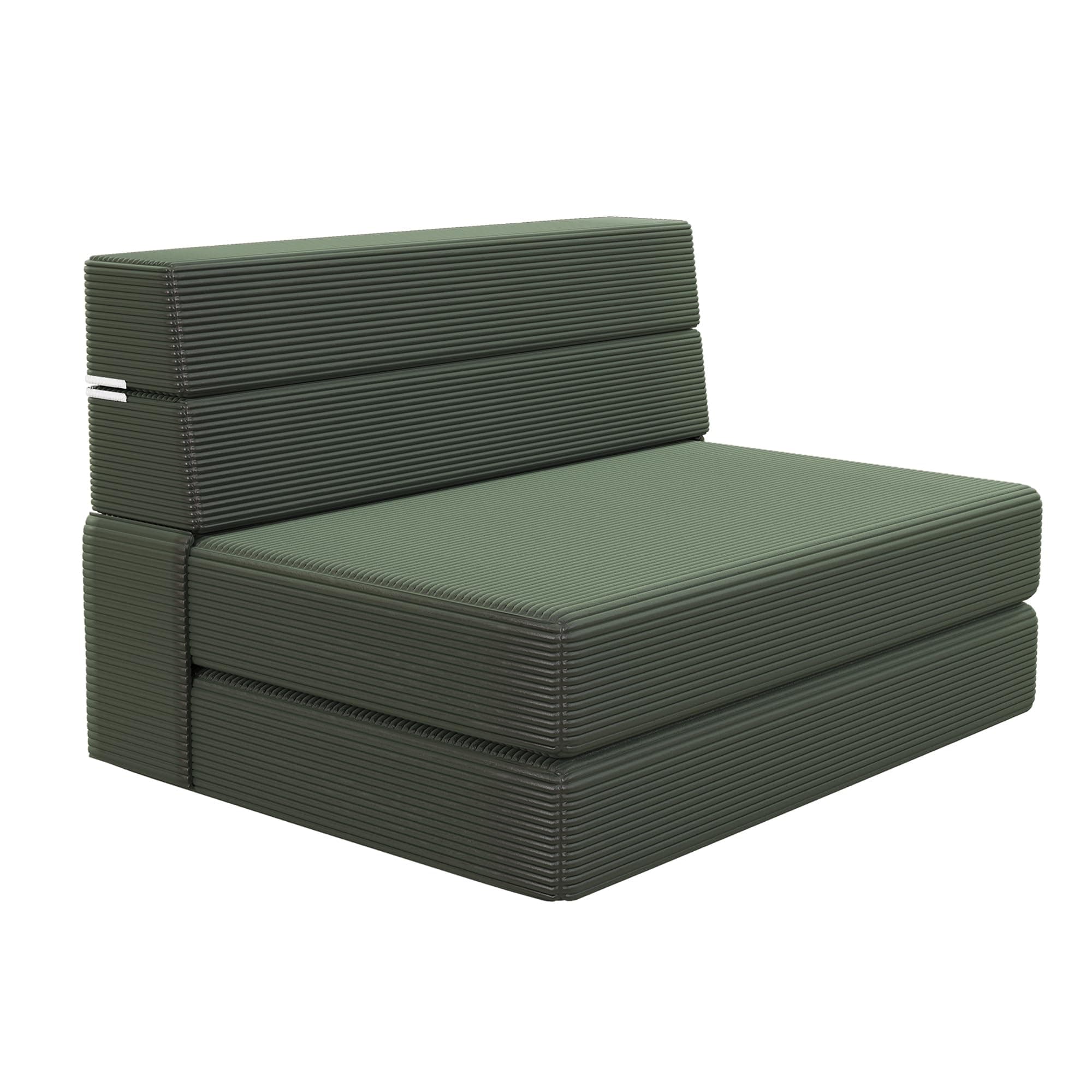 Light Green Corduroy Twin Foldable Memory Foam Sofa Bed with Back Support