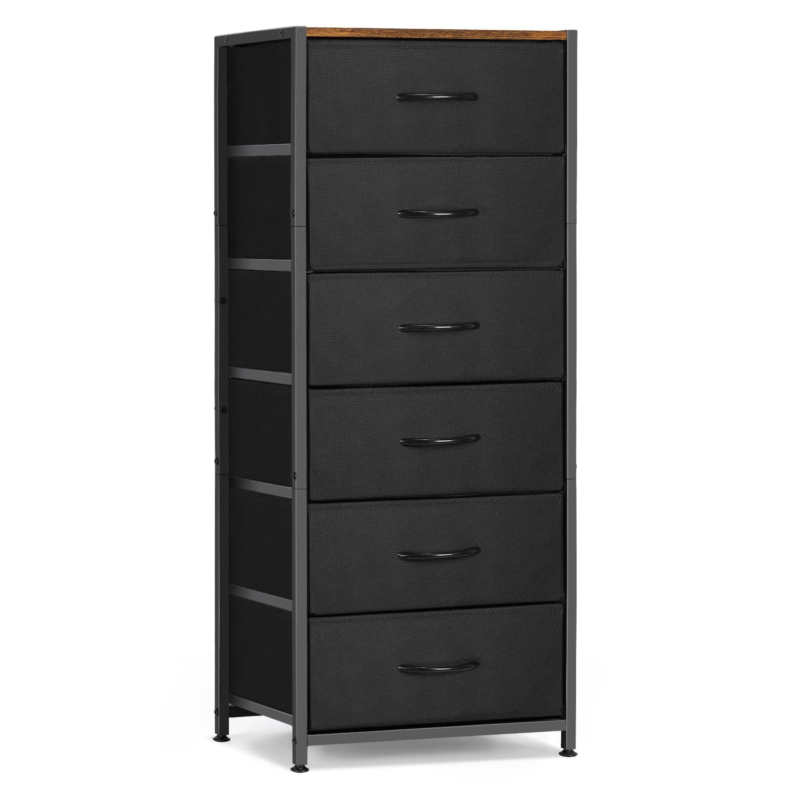 MOOACE Black Tall Dresser with 6 Drawers for Bedroom