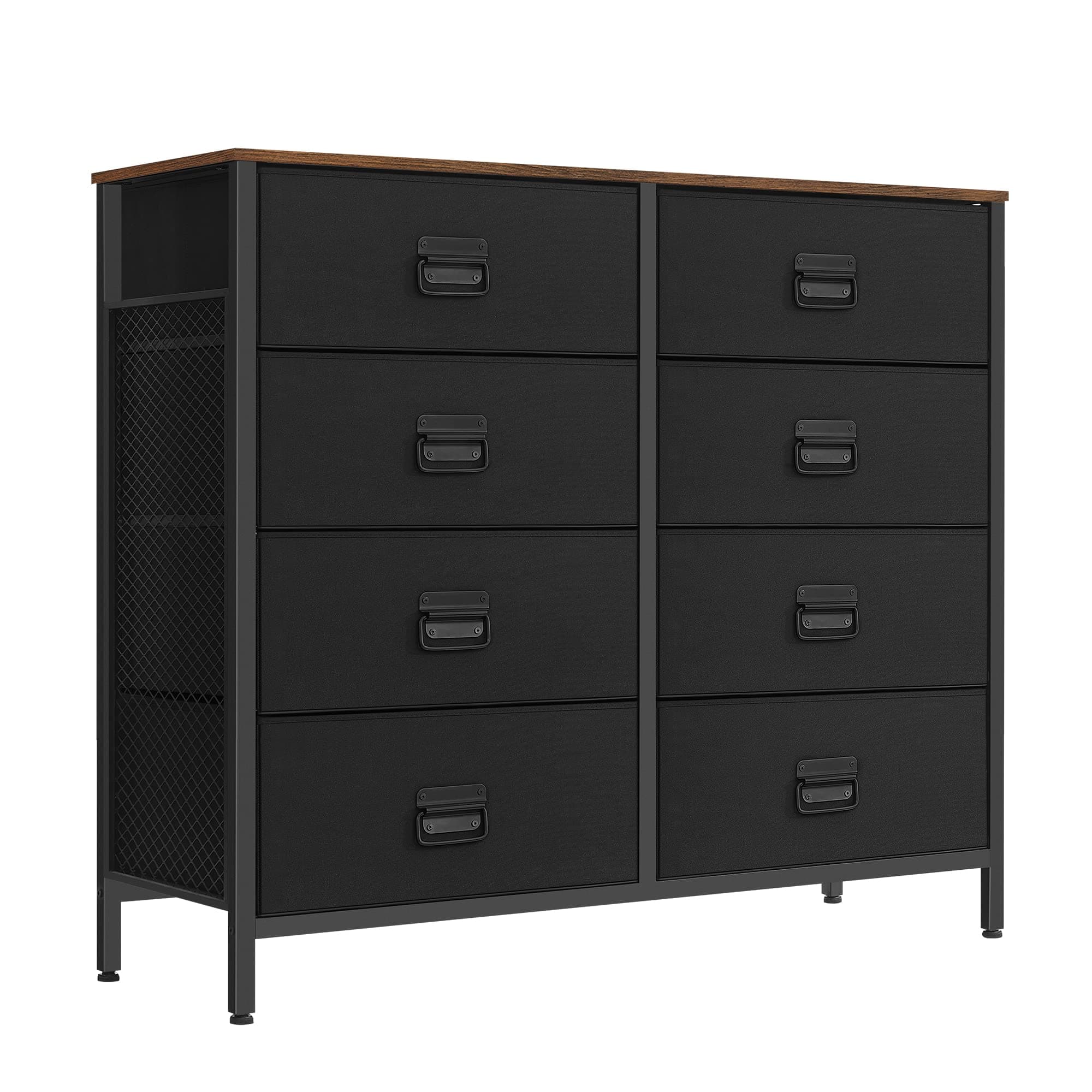 SONGMICS Rustic Brown & Black Fabric Dresser with 8 Drawers ULTS228B01