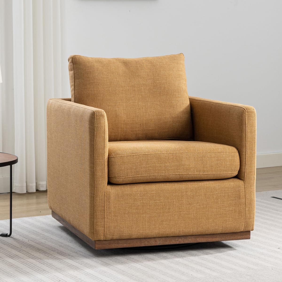 30 Oversized Swivel Chair with Thick Seat Cushion in Yellow