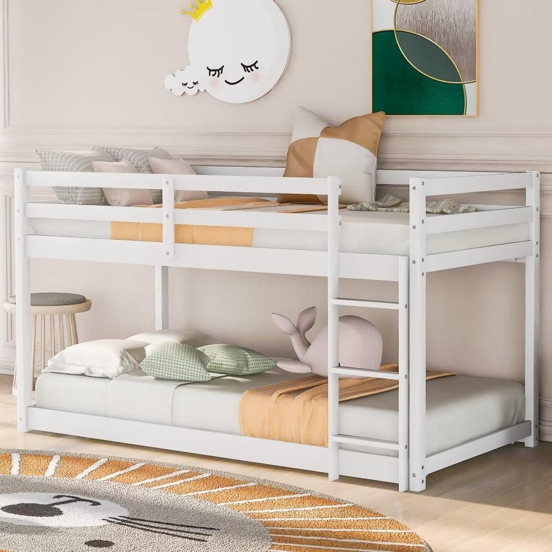 i-POOK Grey Twin Over Twin Bunk Bed with Safety Ladder