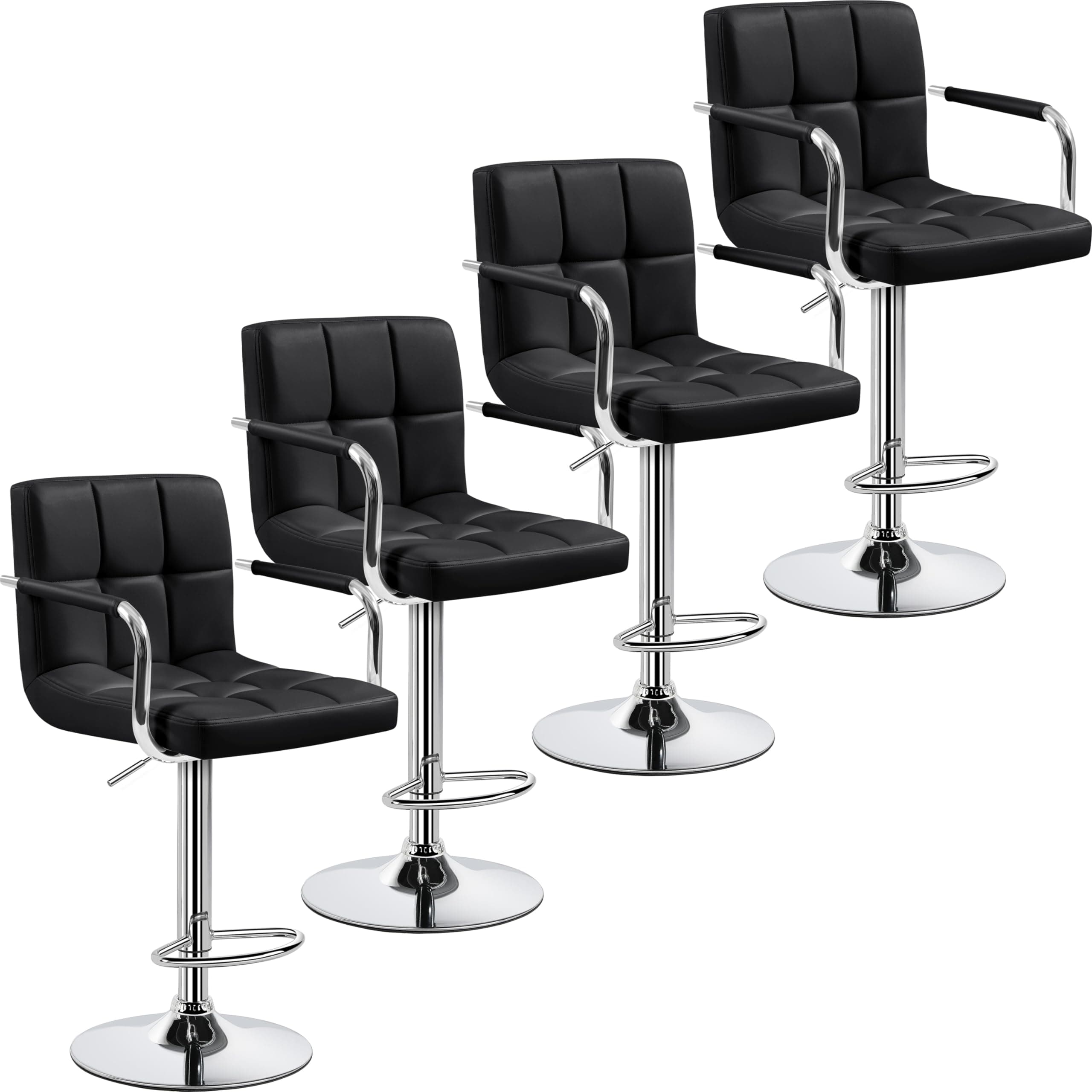 Yaheetech Black Counter Height Adjustable Bar Stool Set of 4