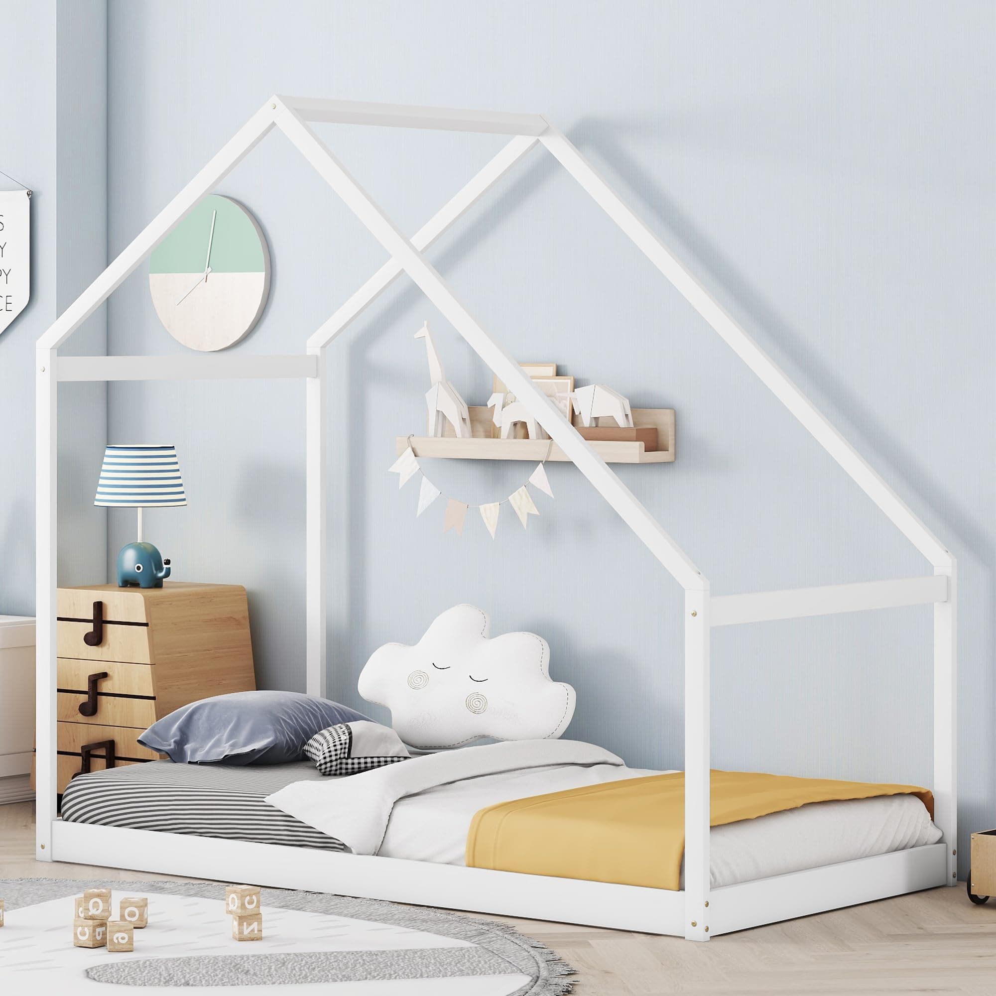 Merax Montessori Wooden Twin Bed for Kids, Sturdy & Quiet Assembly