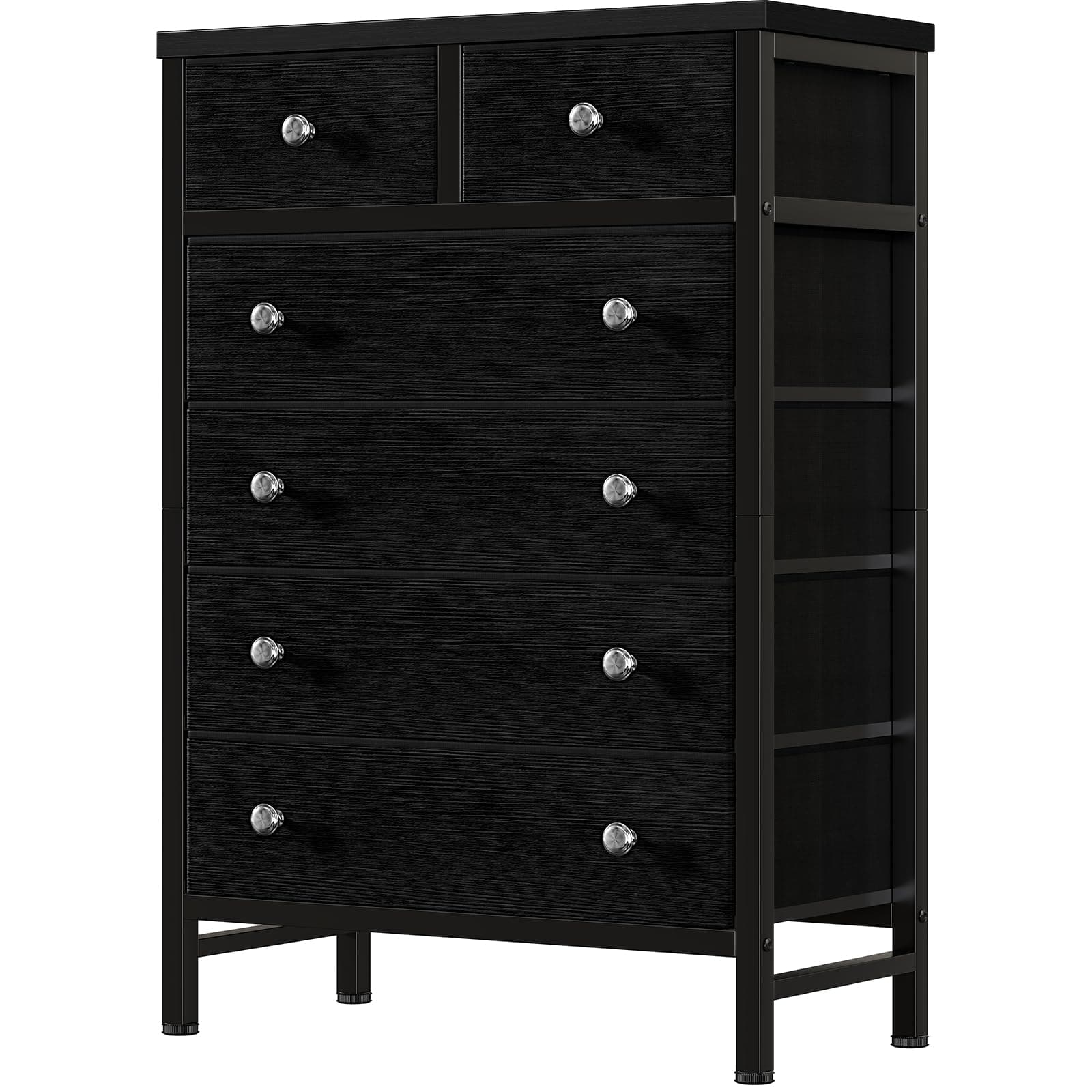 Black 6 Drawer Fabric Dresser for Girls and Kids