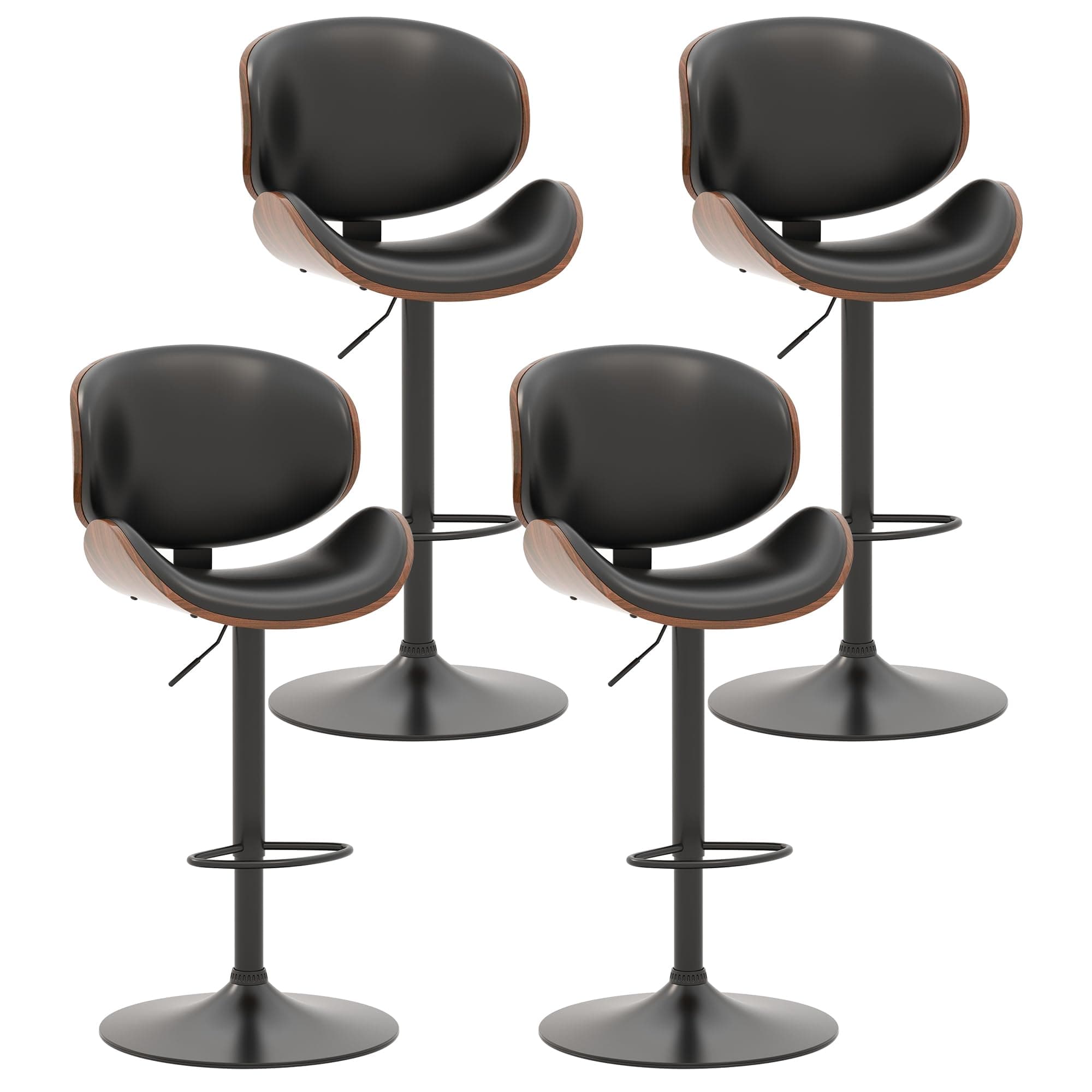 Set of 4 Swivel Adjustable Bar Stools for Kitchen, Bar, Dining Room
