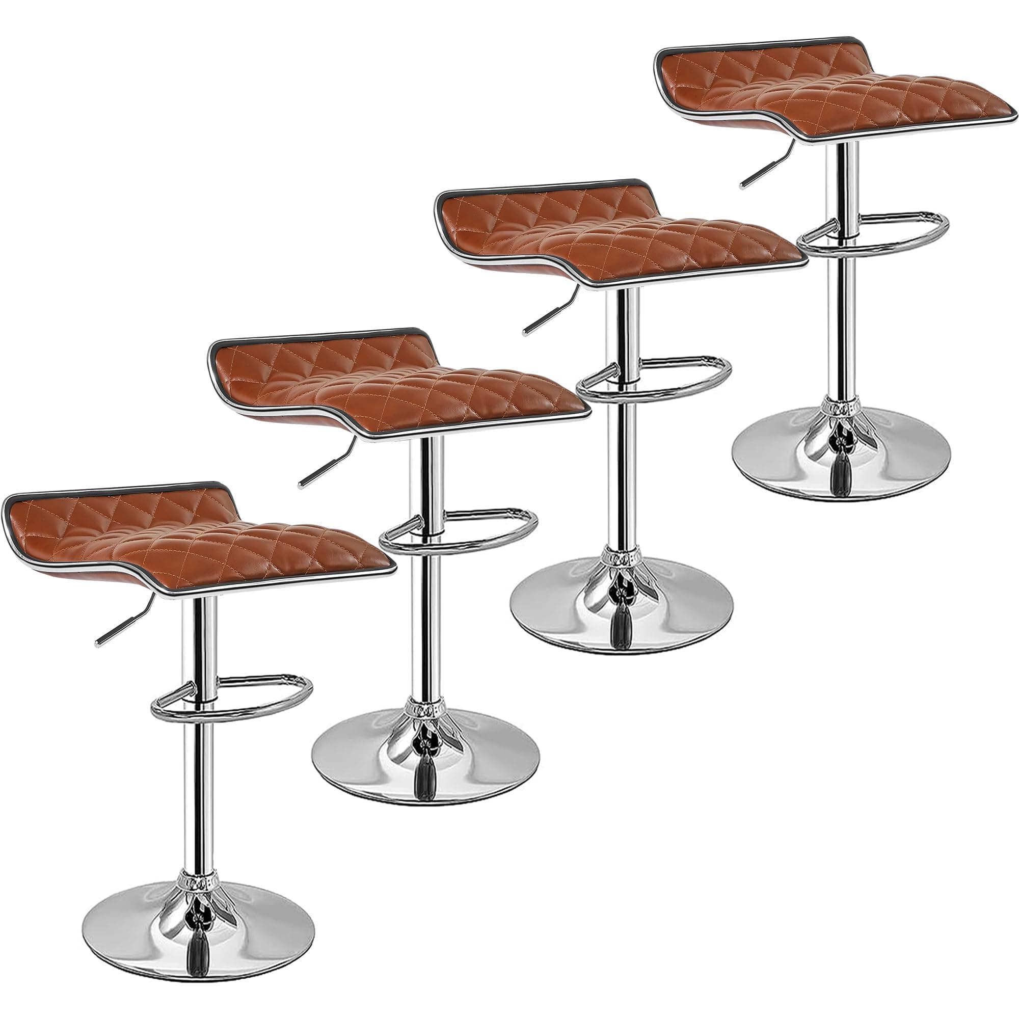 VECELO Adjustable Bar Stool Set, 4 Pack, Kitchen Counter Height