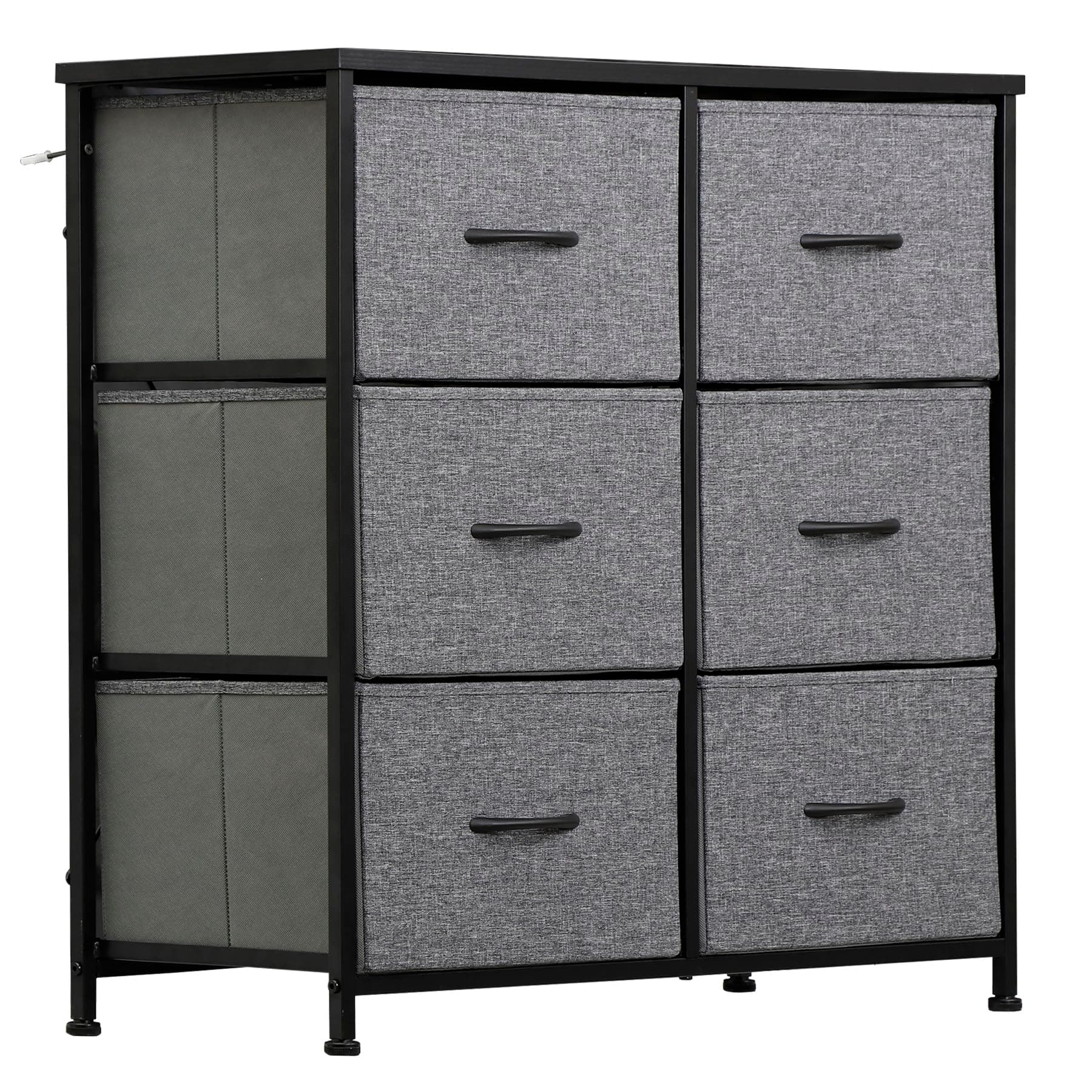 ZENY Dark Grey Fabric Dresser with 6 Drawers for Bedroom Closet Storage