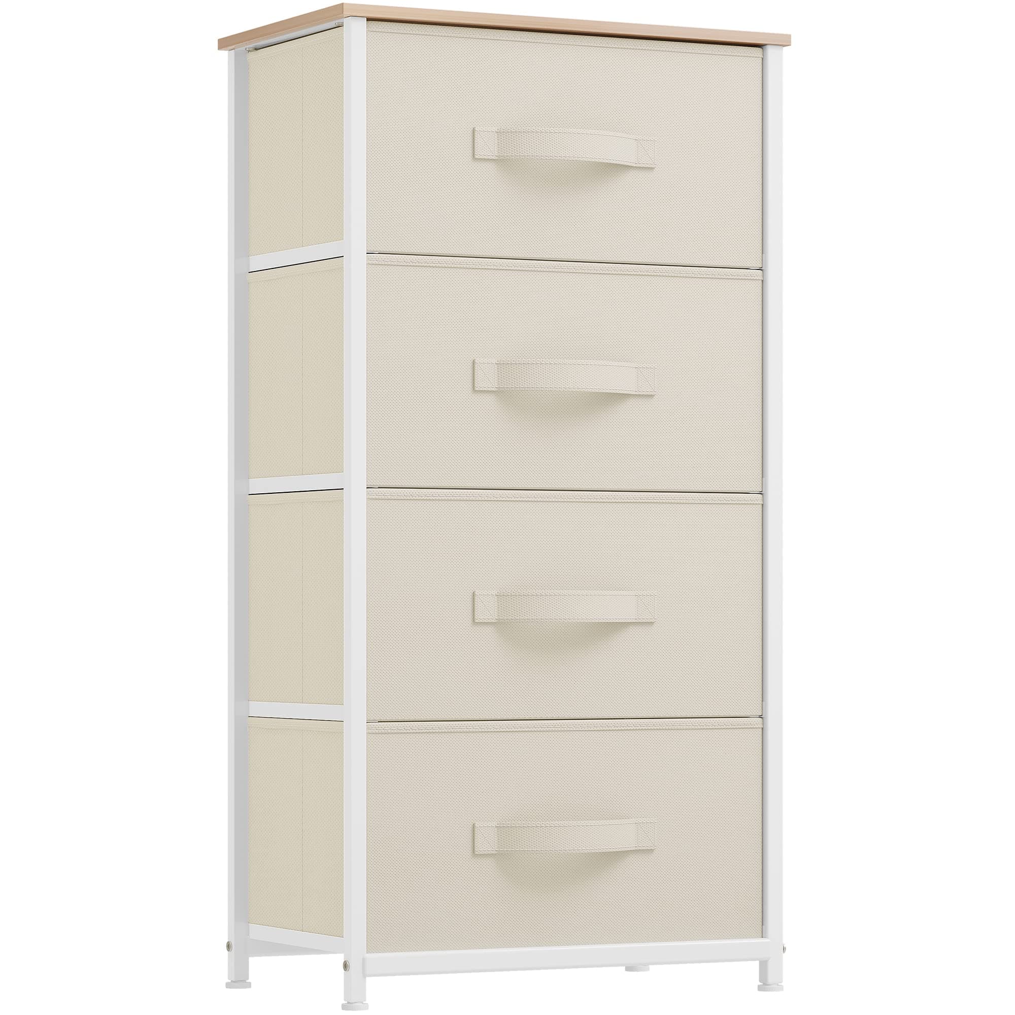 YITAHOME Sturdy 4-Drawer Fabric Dresser, Steel Frame, Wooden Top