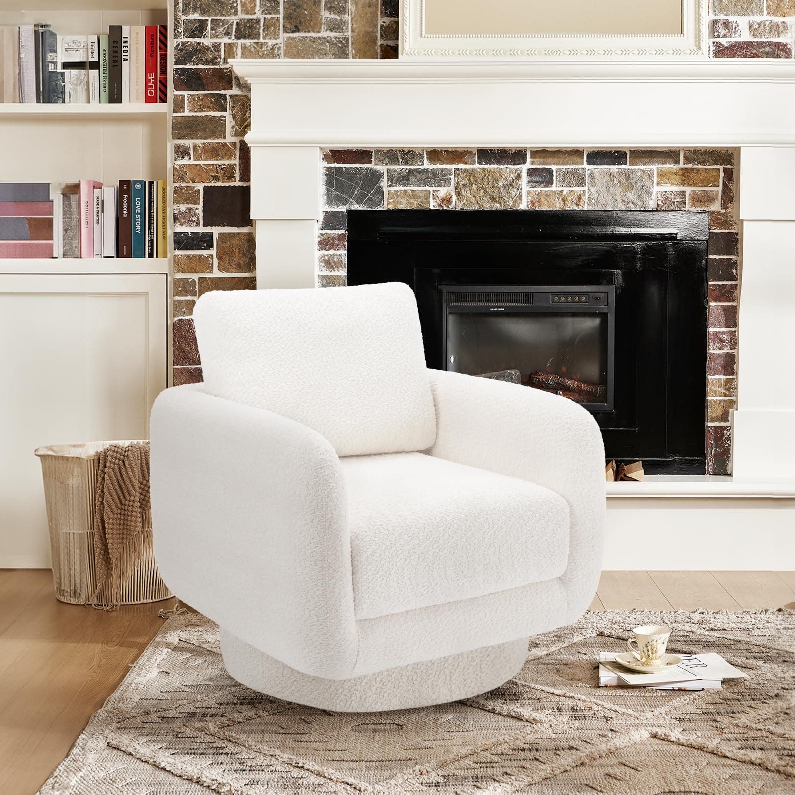 Modern 32 Swivel Accent Armchair for Living Room - White