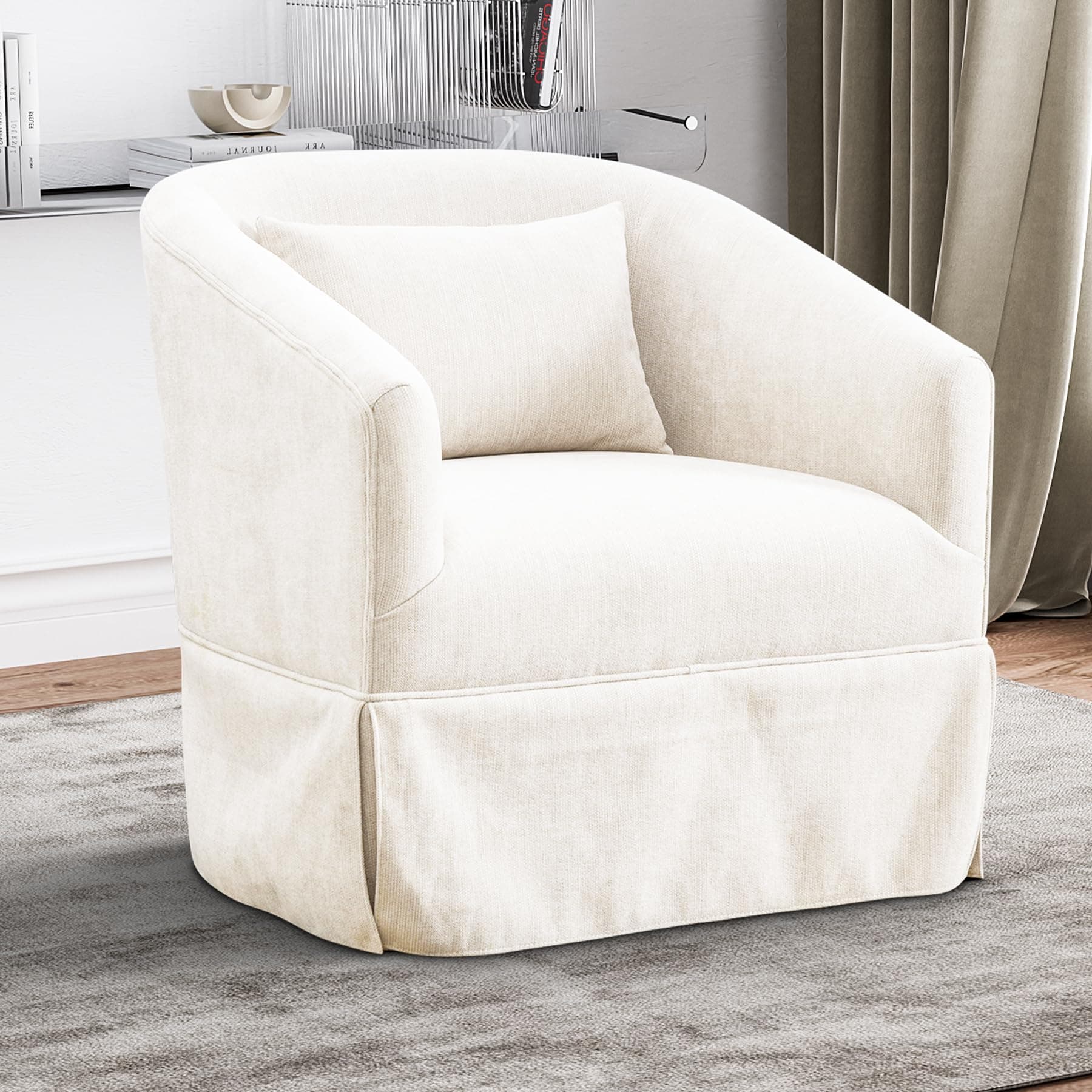 Barrel Swivel Chair with Padded Cushion for Living Room, Nursery, Lounge, Office