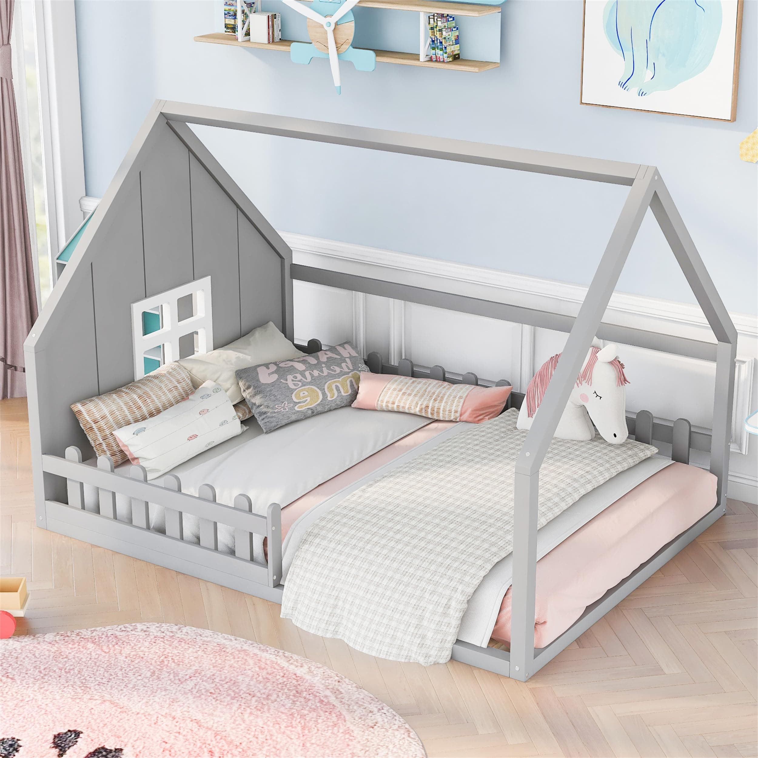 i-POOK Full Size House Bed for Children, Teens, Boys or Girls