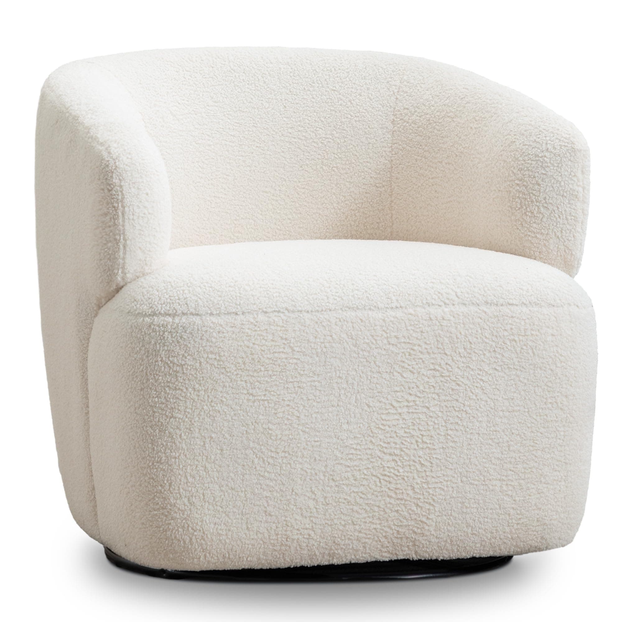 Sherpa Teddy Swivel Chair, Beige Cream White, Cozy Living Room Accent