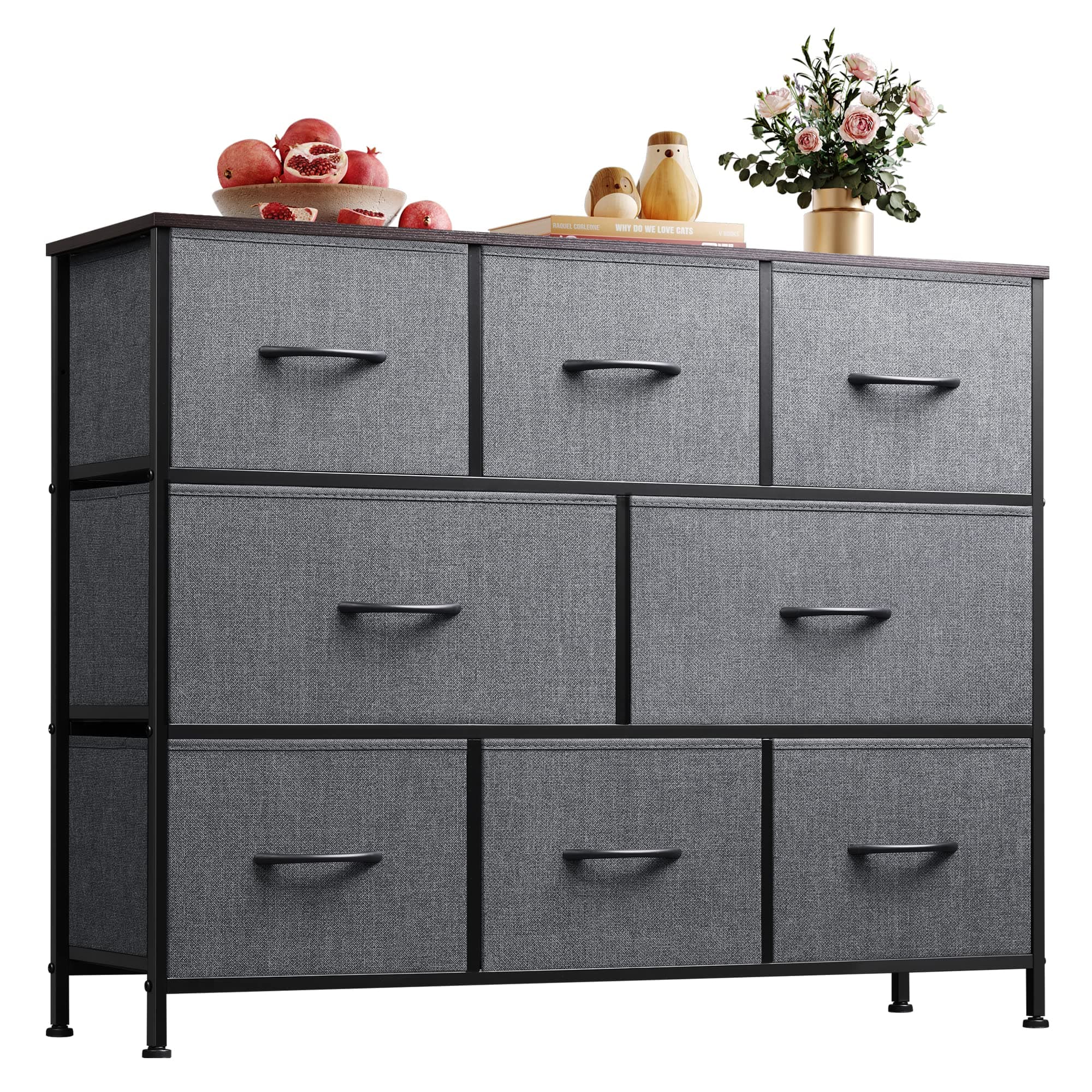 WLIVE Dark Grey 8 Drawer Dresser with Large Storage Unit