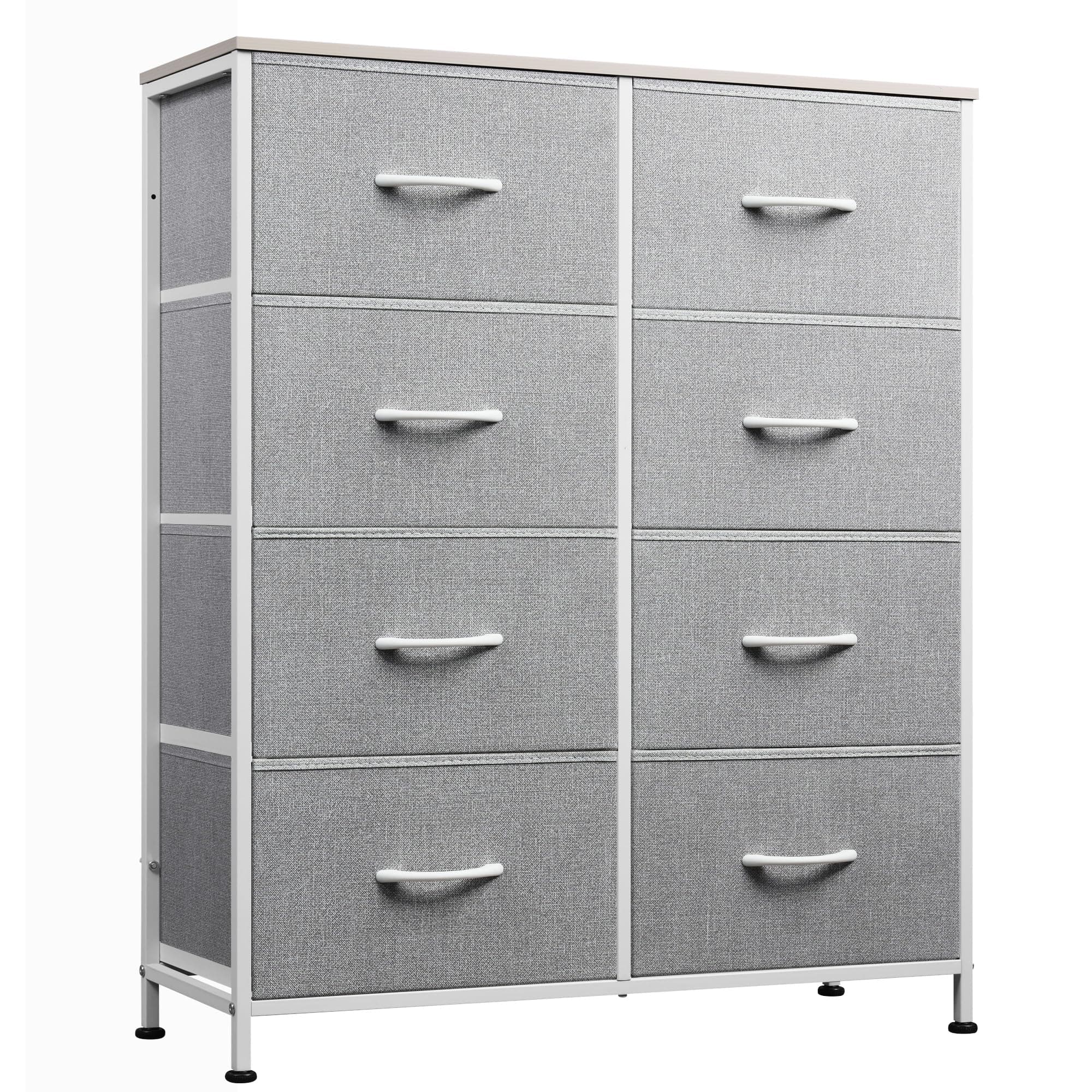WLIVE Light Grey Tall Dresser with 8 Drawers & Fabric_bins