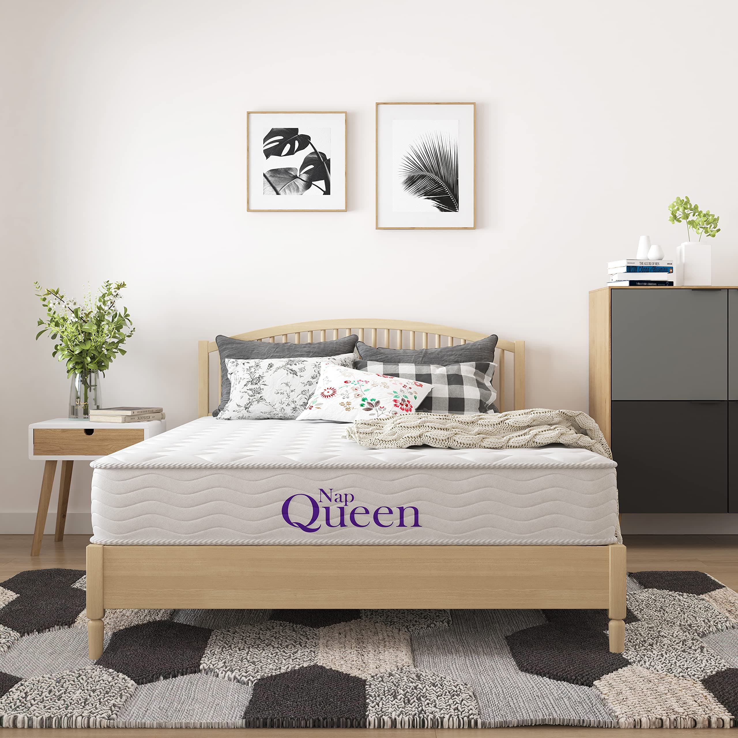 NapQueen 6 Inch Medium Firm Support Mattress, White Bed in a Box