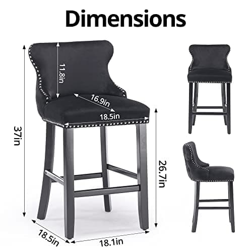 Set of 4 Velvet Bar Stools for Kitchen or Dining Room