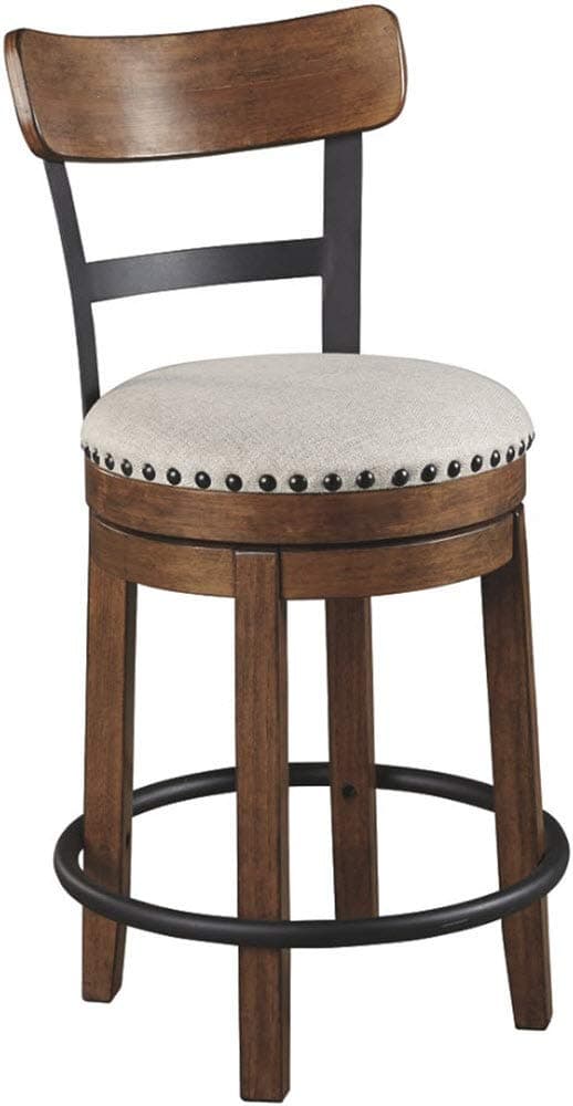 Signature Design by Ashley Valebeck Brown Rustic Farmhouse Counter Height Swivel Bar Stool
