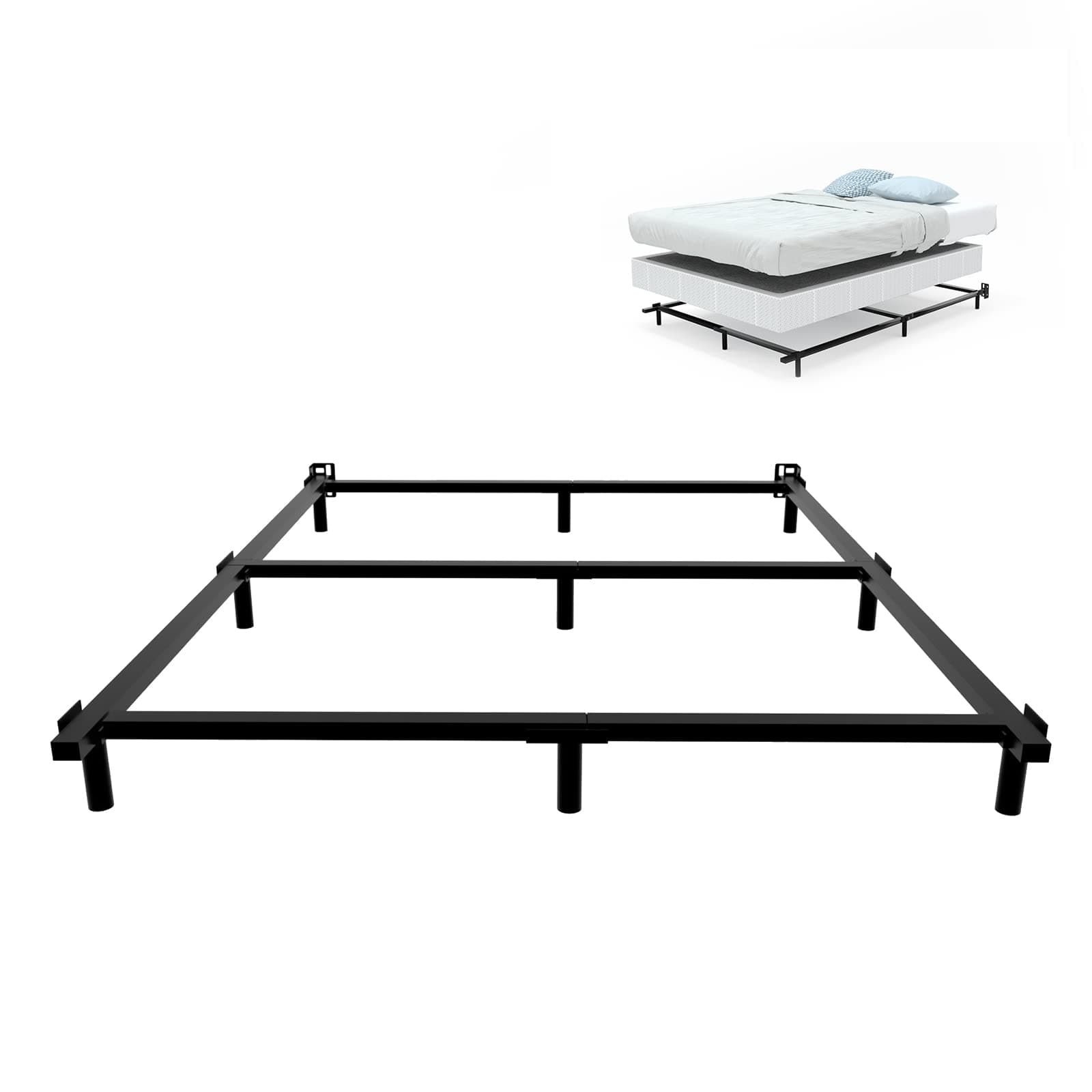 Queen Bed Frame - Heavy Duty Black 9-Leg Support, Noise-Freeassembly