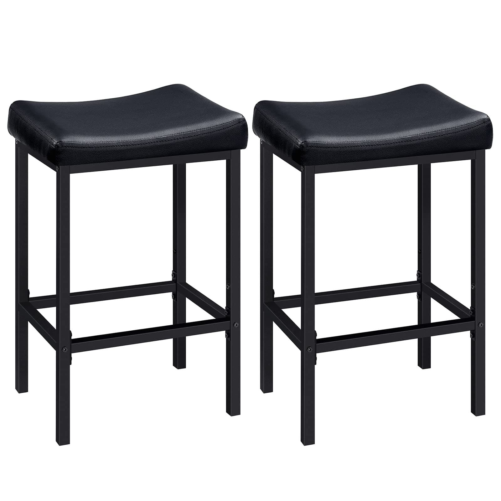 HOOBRO Black Saddle Bar Stools, Set of 2, Counter Height, Kitchen & Dining Room