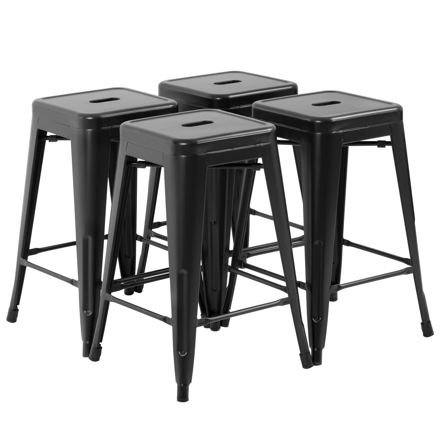 FDW Black Counter Height Bar Stool Set of 4 (24")