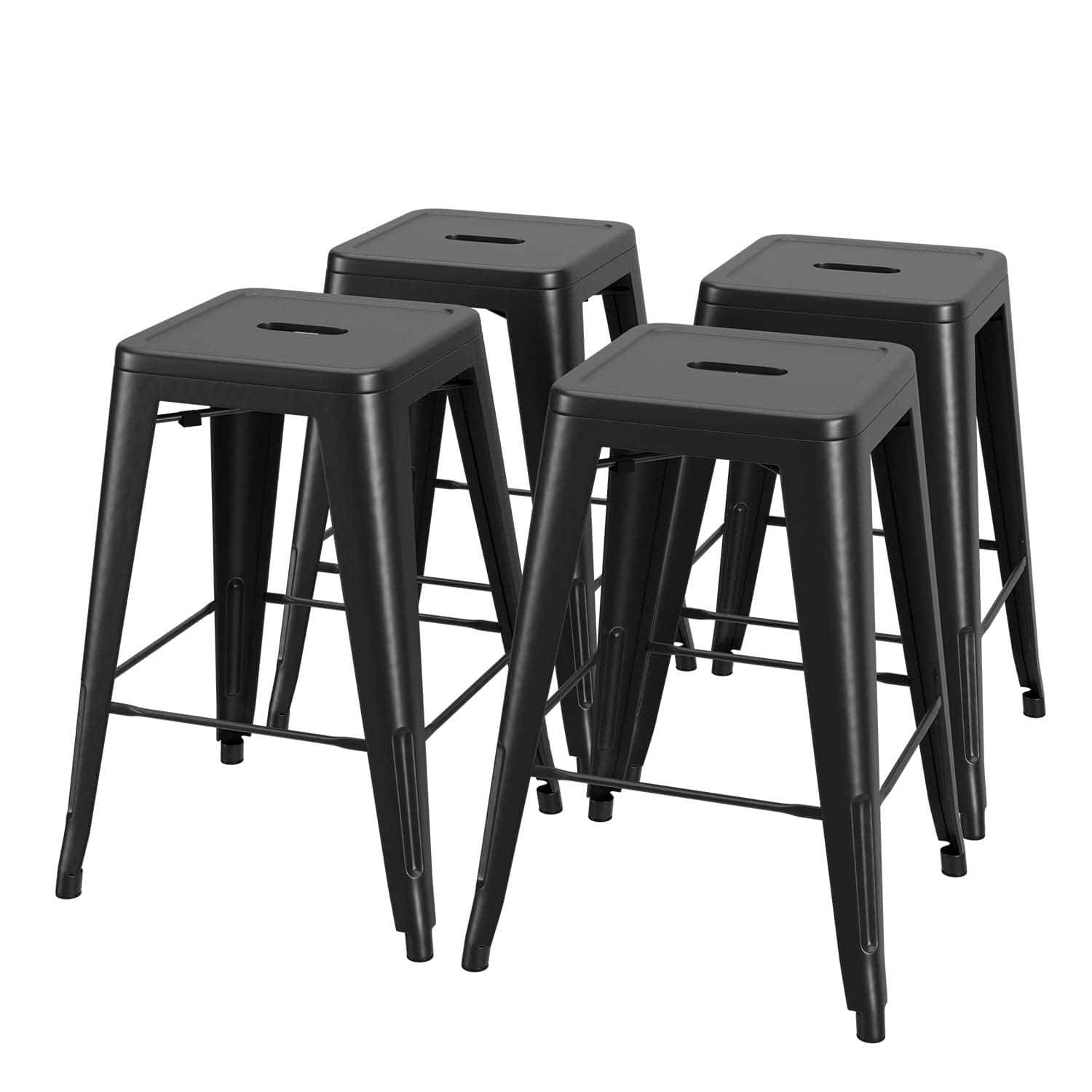 PayLessHere 24 Inch Metal Stool Set - Indoor/Outdoor Stackable Bar Chairs