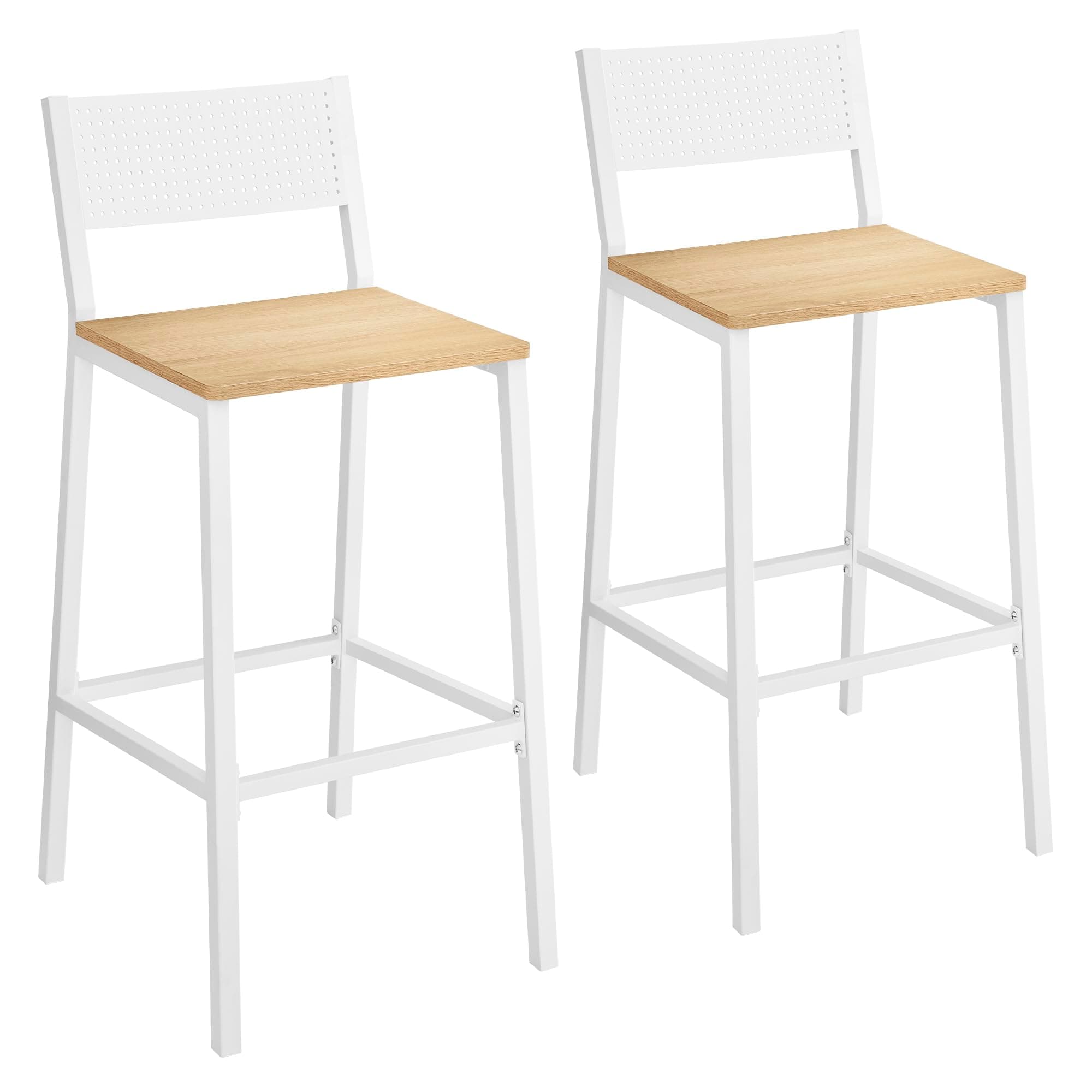 VASAGLE Oak Beige & White Bar Stool Set of 2