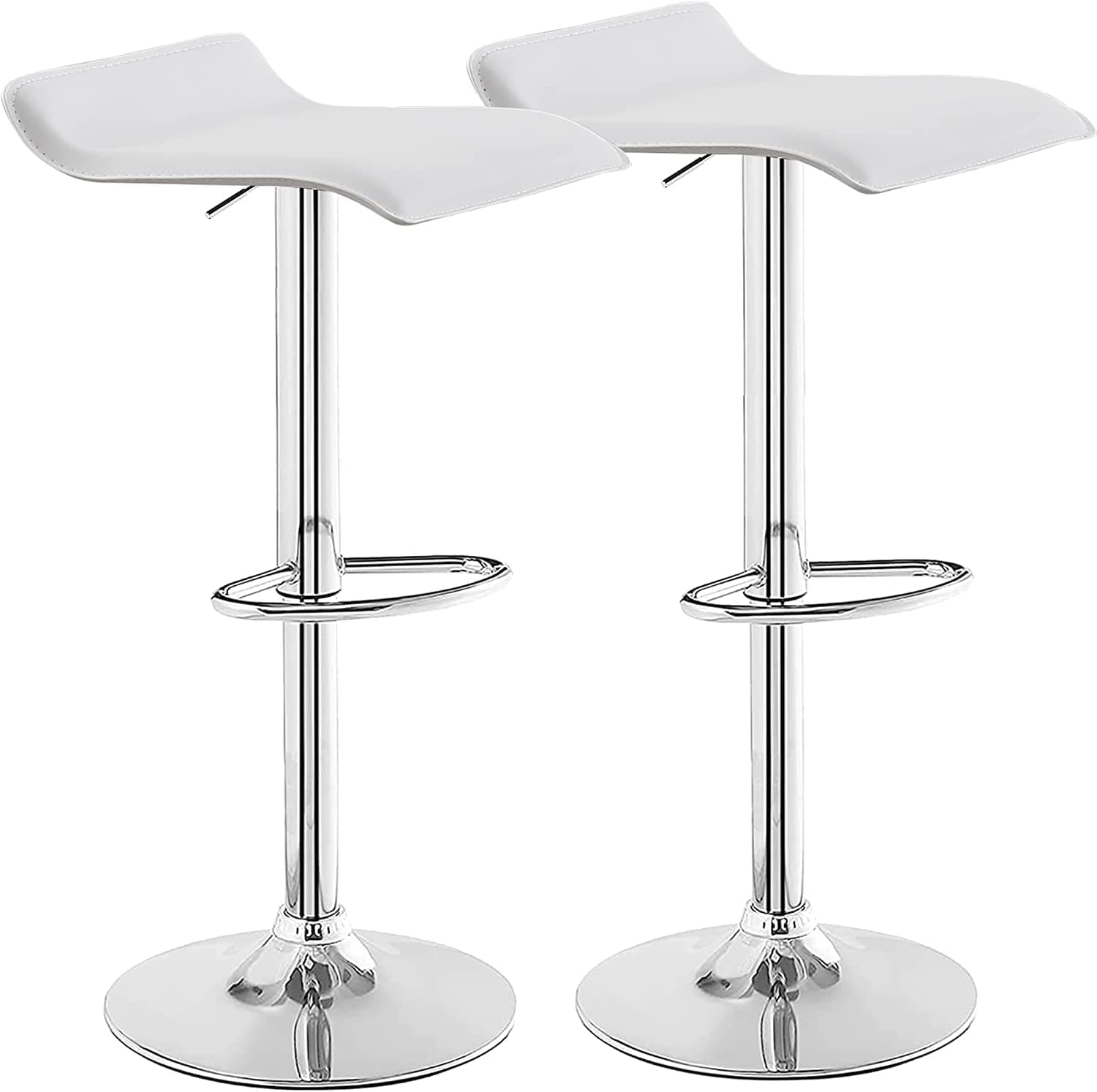 VECELO Pearl White Swivel Bar Stool Set of 2